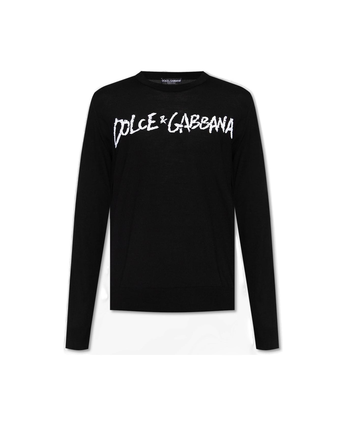 Dolce & Gabbana Dolce Gabbana Logo Embroidered Round Neck Sweater |  italist, ALWAYS LIKE A SALE