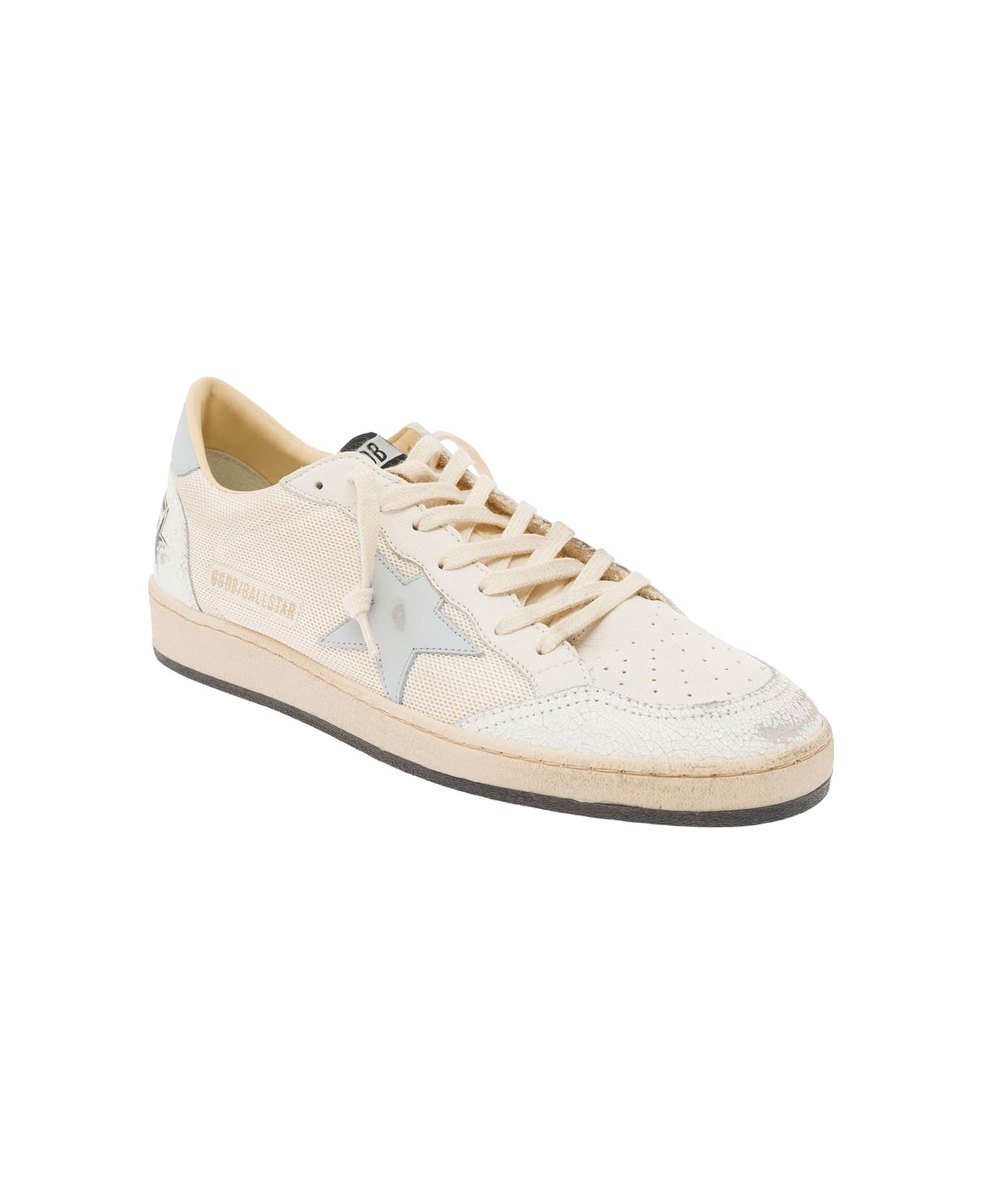 Golden Goose Ball Star Net Upper Crack Leather Toe And Spur Nylon Tongue Leather Star And Heel - Beige