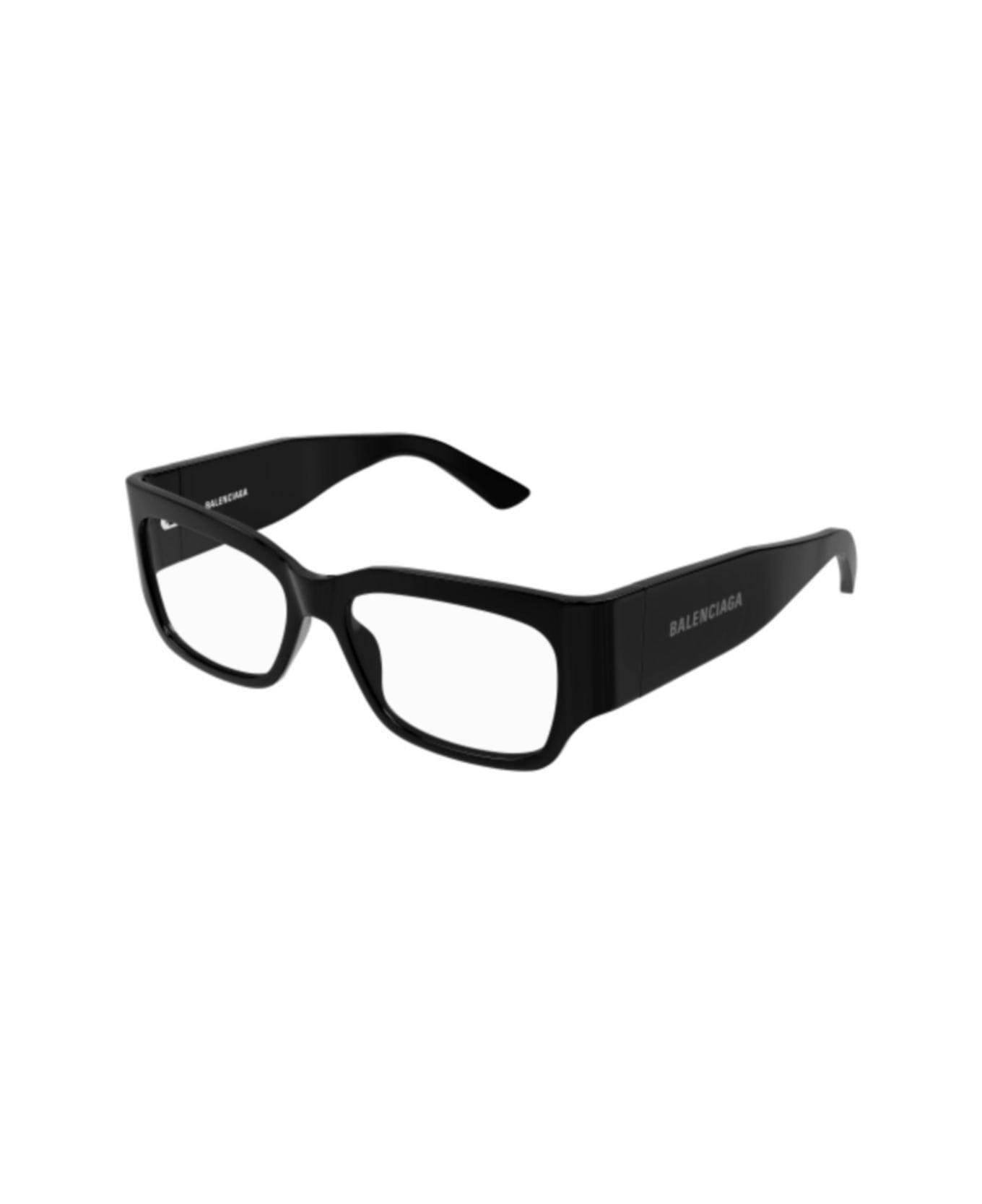 Balenciaga Eyewear Rectangular Frame Glasses - 001 black black transpare