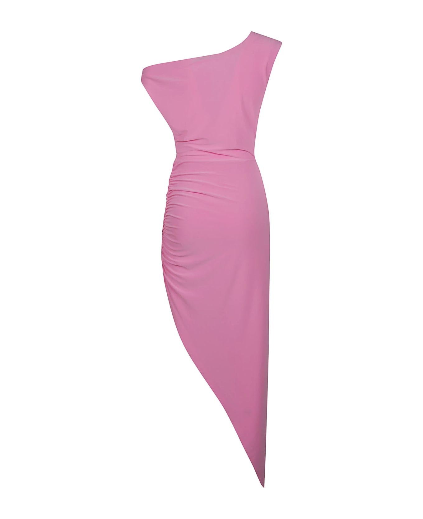 Norma Kamali Drop Shoulder Side Drape Dress - Candy Pink