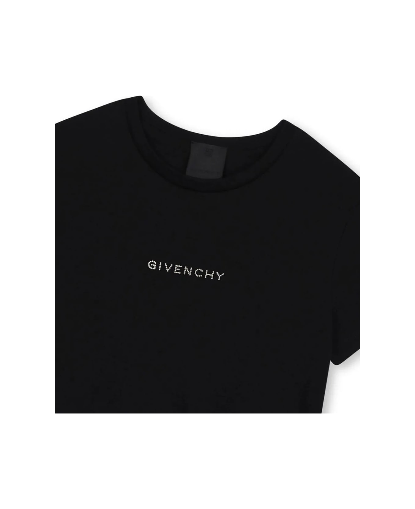 Givenchy Black Peplum T-shirt With Rhinestone Logo - Black