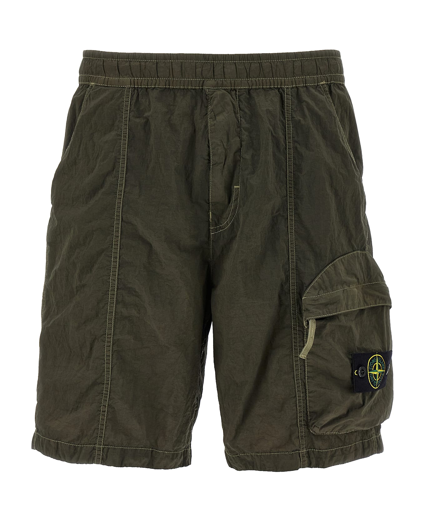 Stone Island Logo Badge Bermuda Shorts - Green