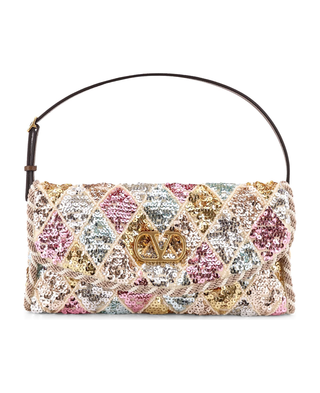 Valentino Garavani Devain Small Shoulder Bag - MULTICOLOR/TABAC BROWN/LINO-BU