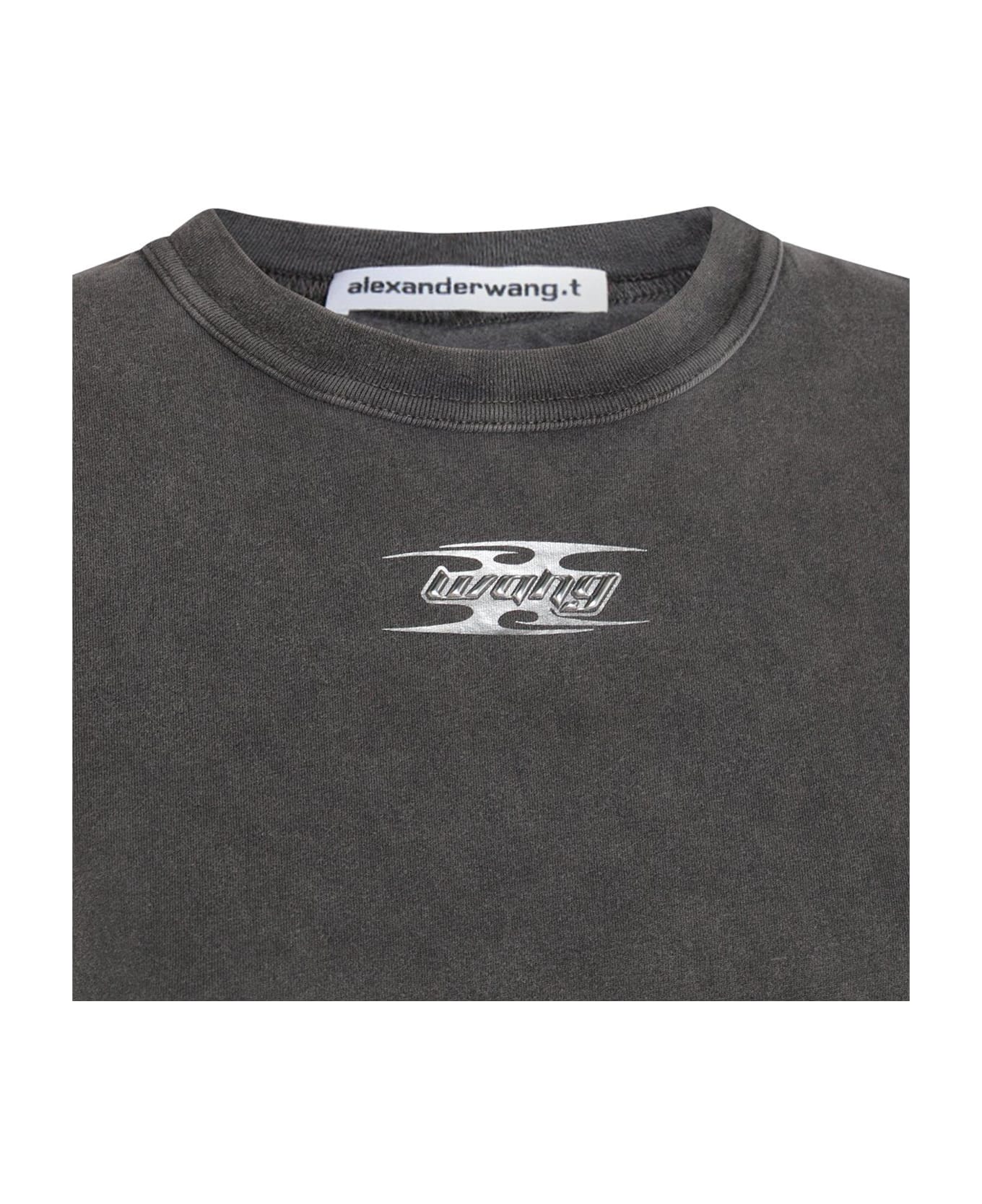 T by Alexander Wang Blade Logo-embossed T-shirt - GREY