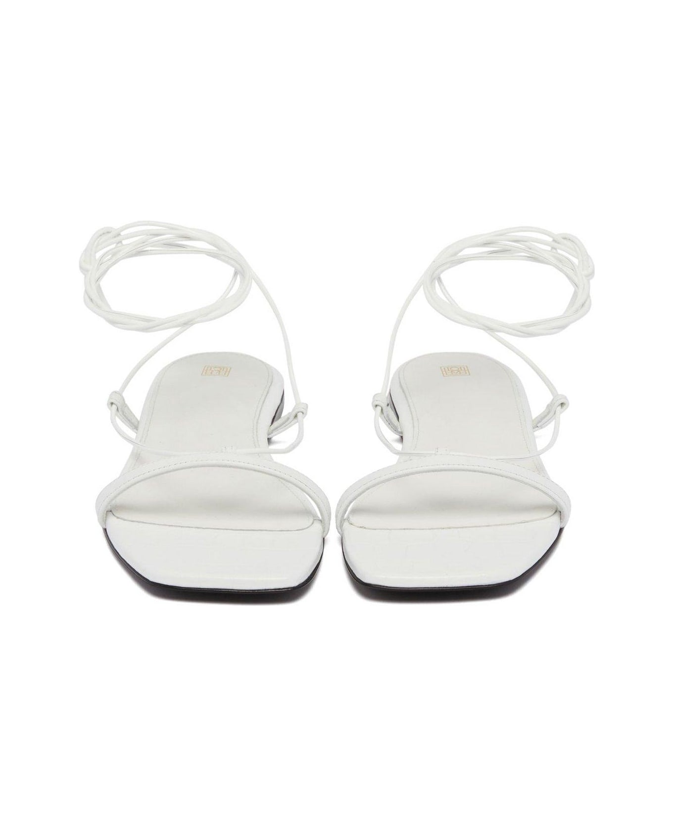 Totême Croco Tie Single-toe Strap Sandals - White