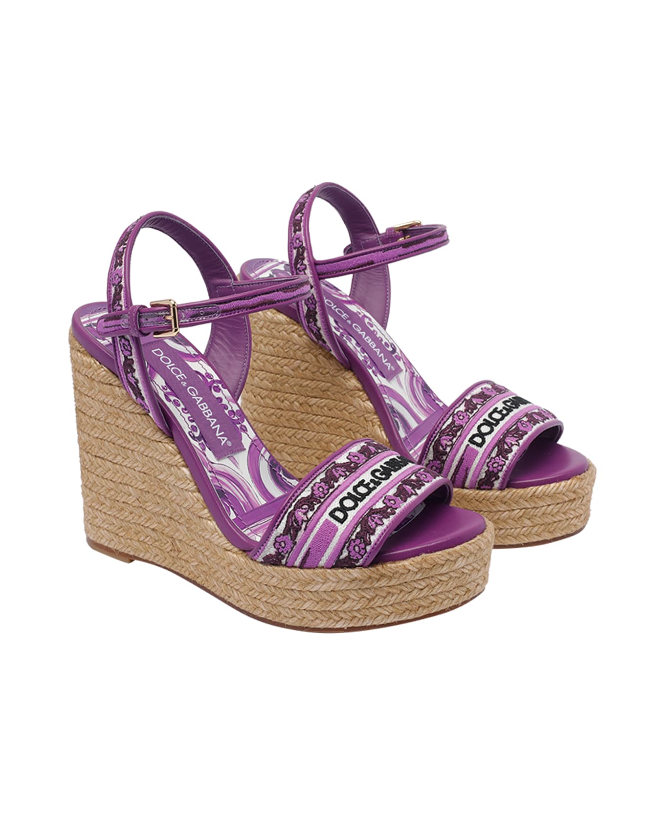 Dolce & Gabbana Maiolica Embroidery Wedges - Purple