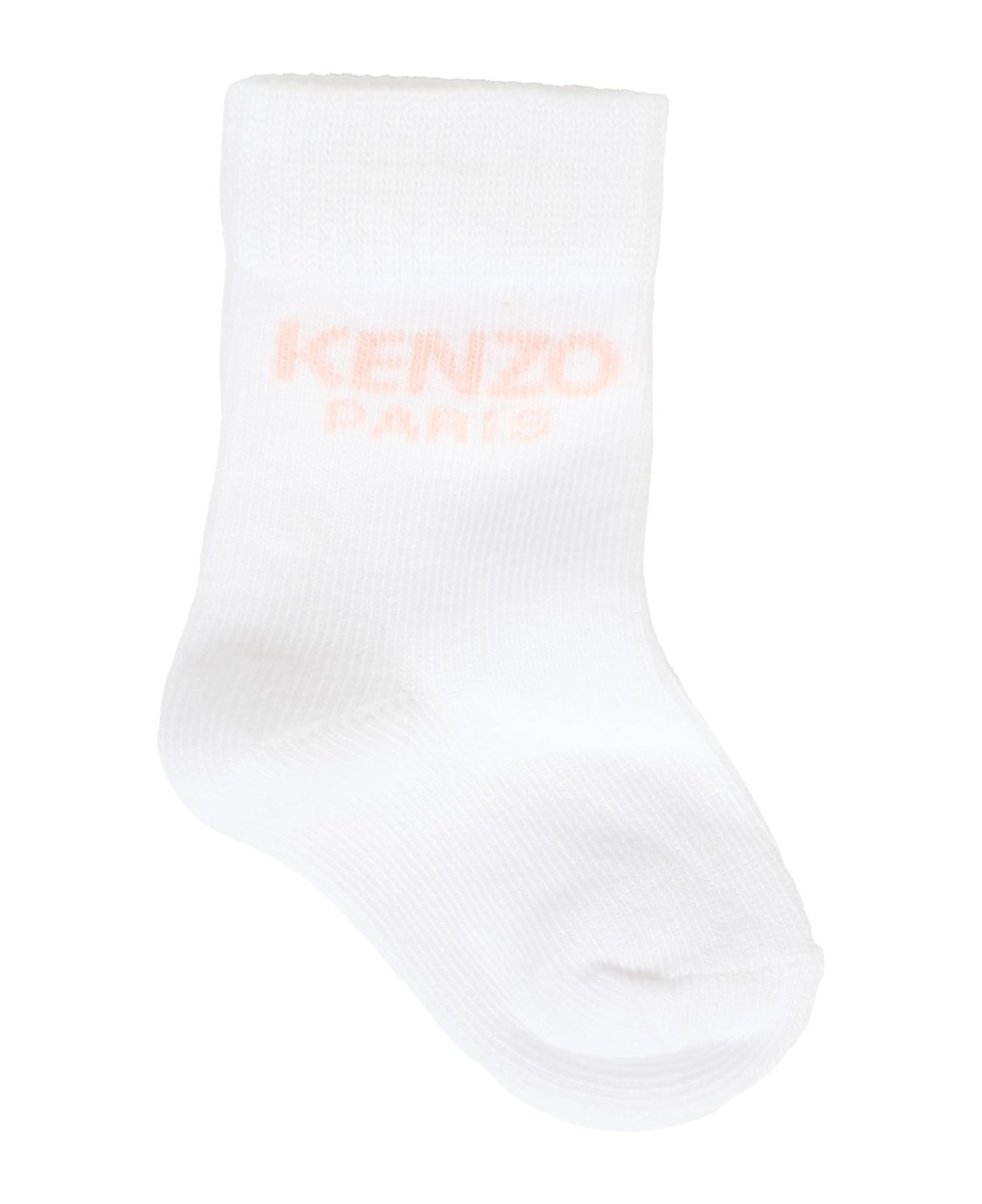 Kenzo Kids Pink Sock Set For Baby Girl With Logo - Pink