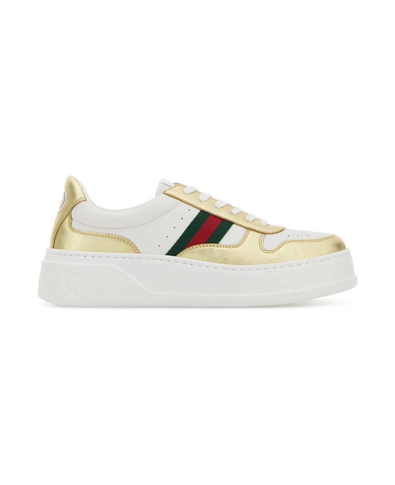 Gucci Two-tone Leather Sneakers - GOLD