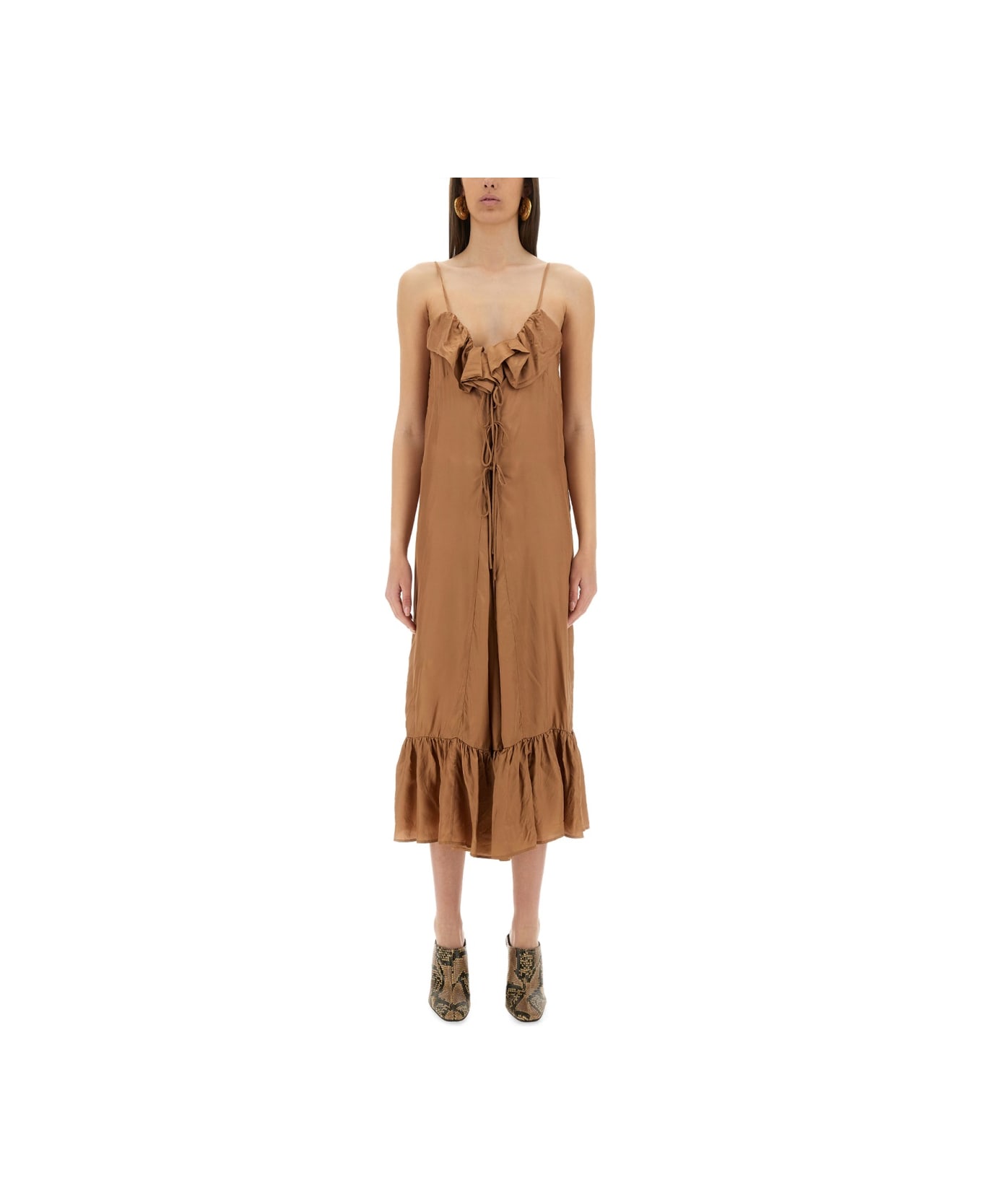 Dries Van Noten Petticoat Dress With Ruffles - NUDE