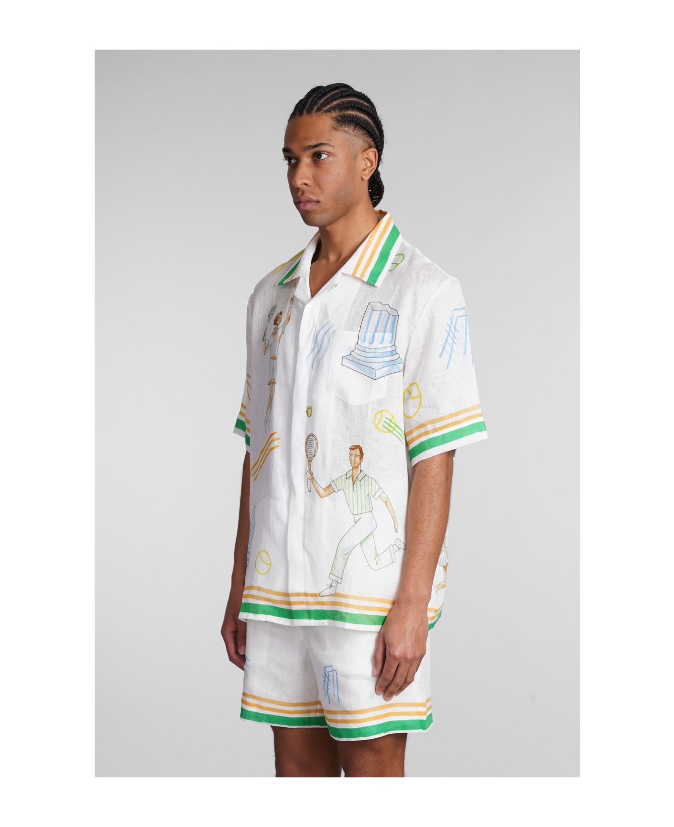 Casablanca Shirt In Beige Linen - MultiColour