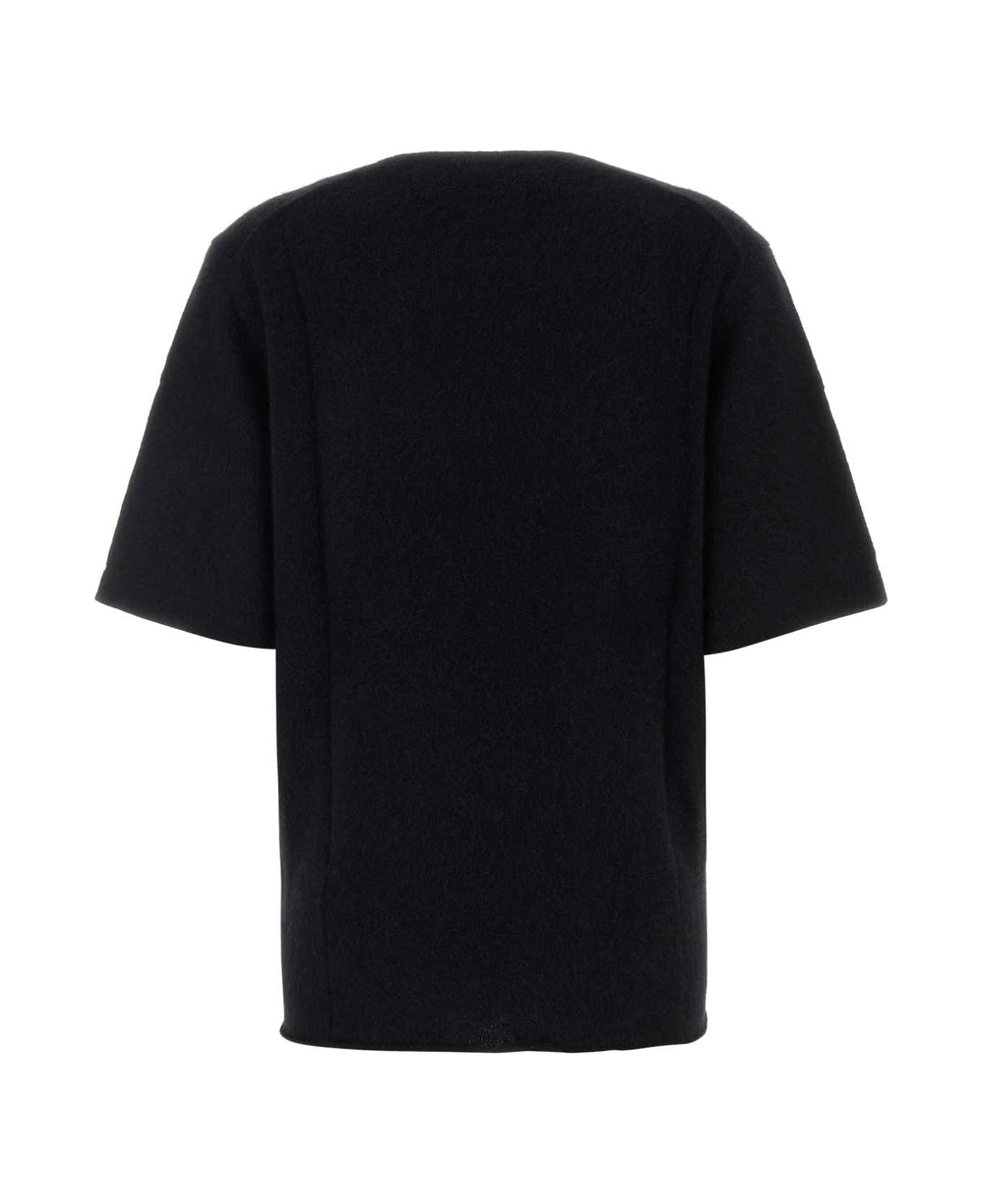 Loulou Studio Black Wool Blend Raven Sweater - BLACK