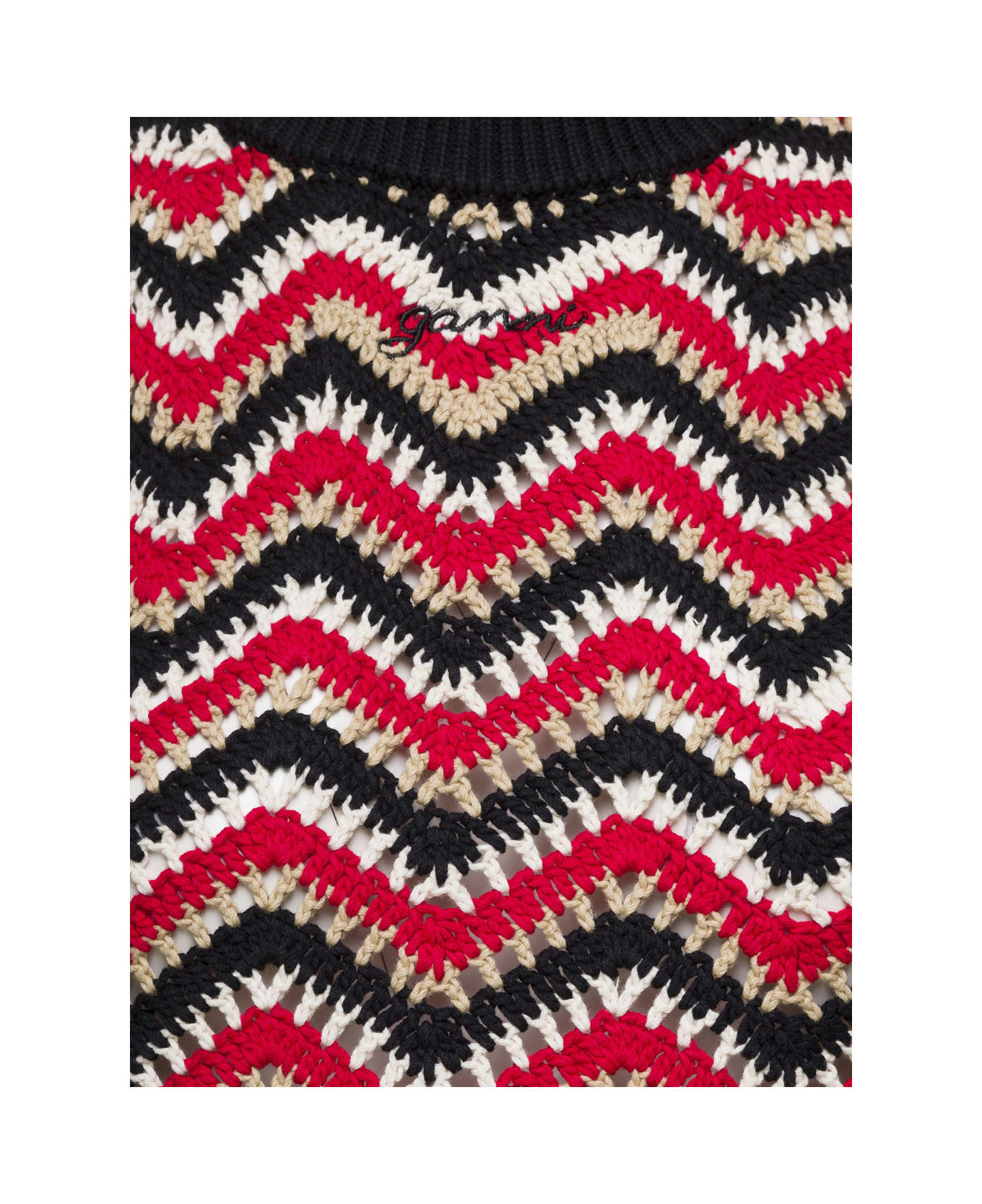 Ganni Red Crochet Vest In Organic Cotton Woman - Red ジャケット