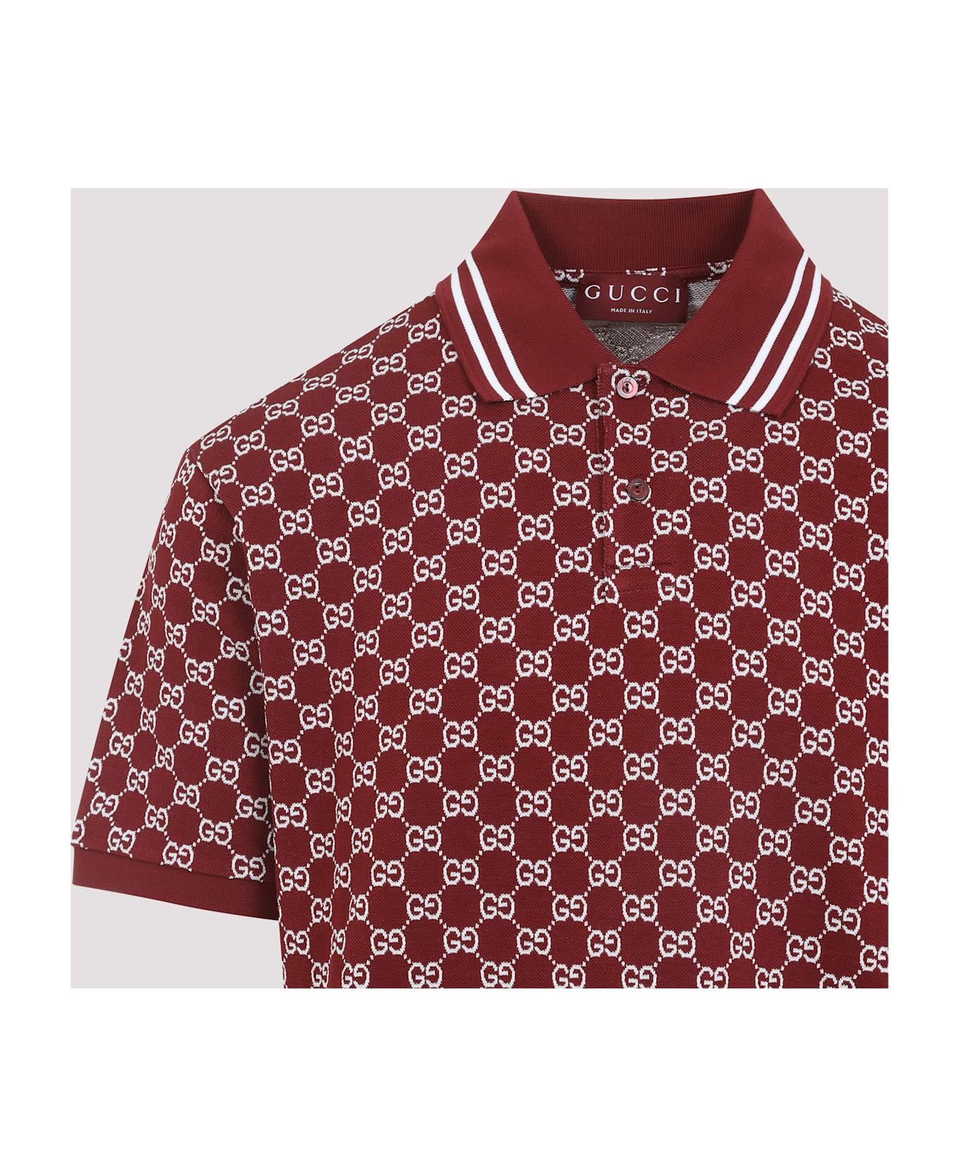 Gucci Short Sleeves Gg Polo - Rosso Ancora White