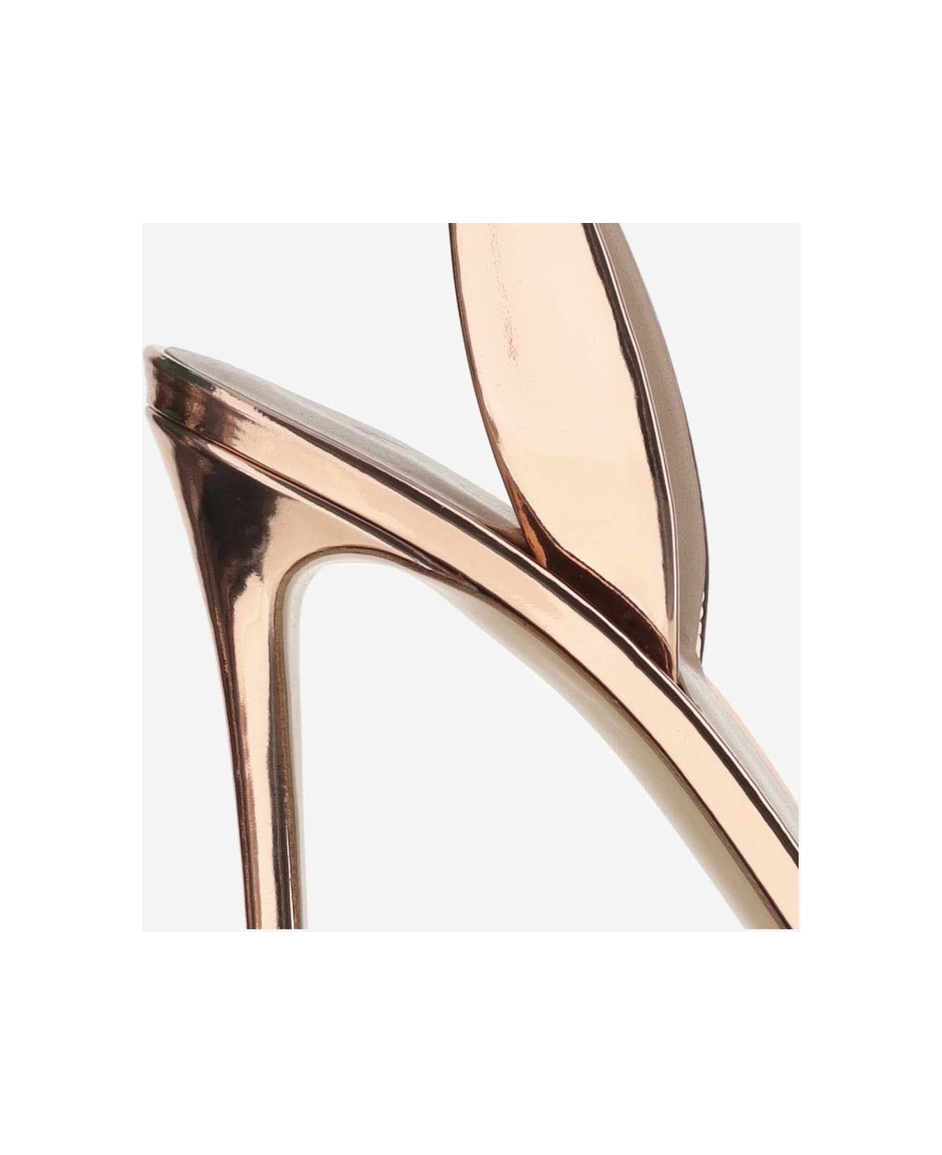 Giorgio Armani Laminated Leather Heeled Sandals - Golden