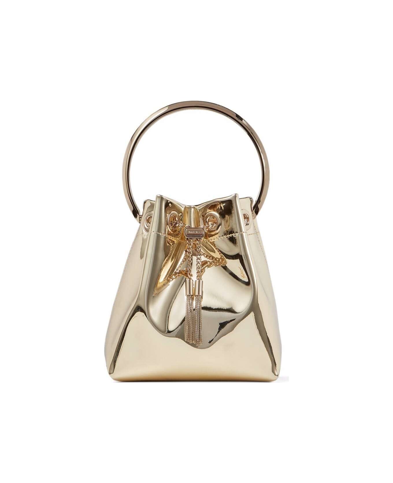 Jimmy Choo 'bon Bon' Mini Gold-tone Handbag With Metal Bracelet Handle In Mirror Fabbric Woman - Metallic