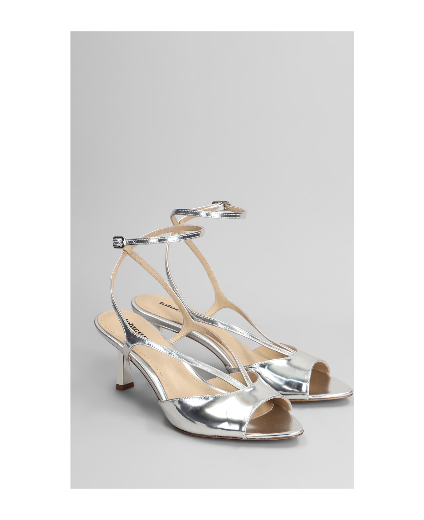 Lola Cruz Streep 65 Sandals In Silver Leather - silver
