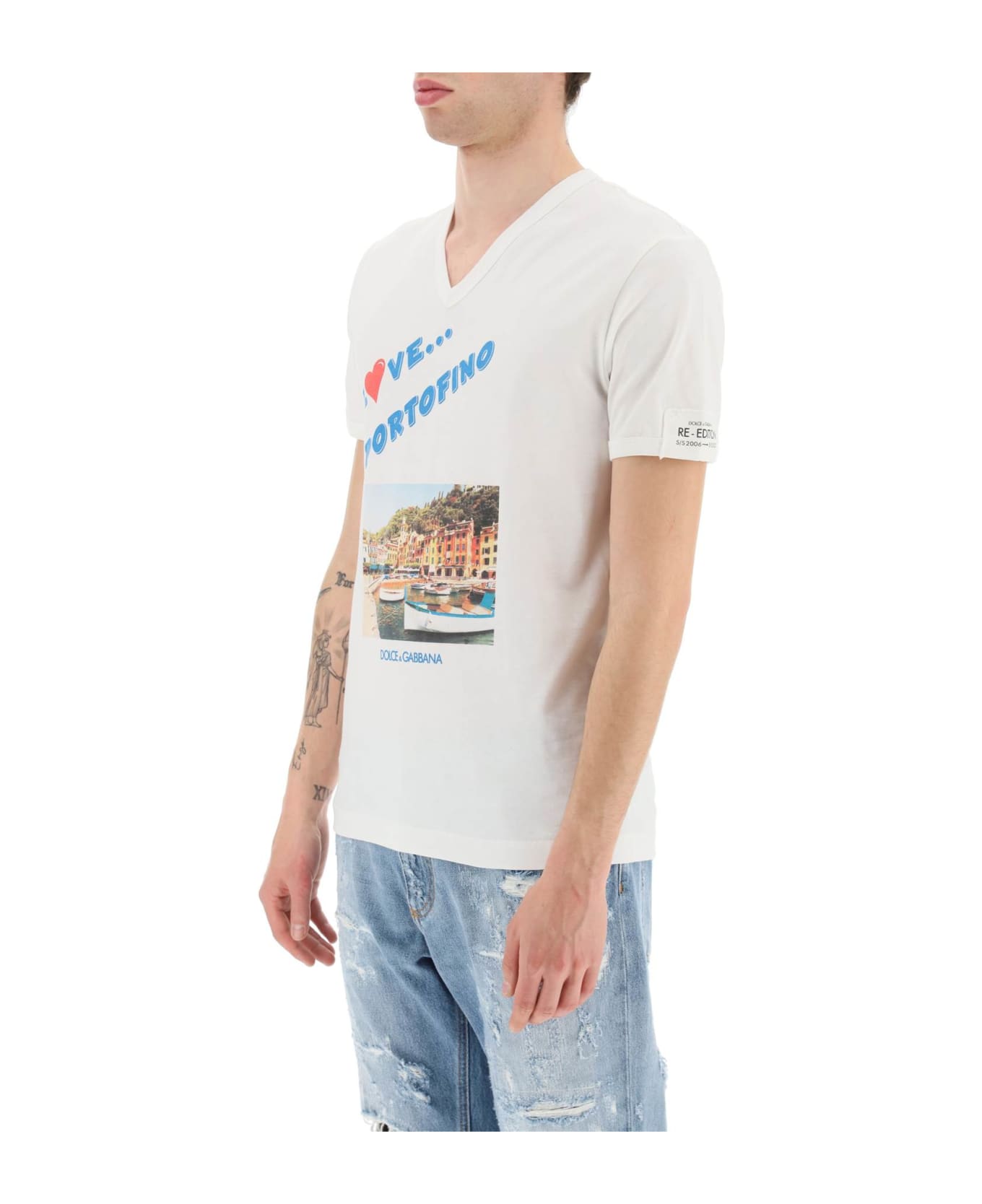Dolce & Gabbana Portofino Print Re-edition T-shirt - VARIANTE ABBINATA (White)