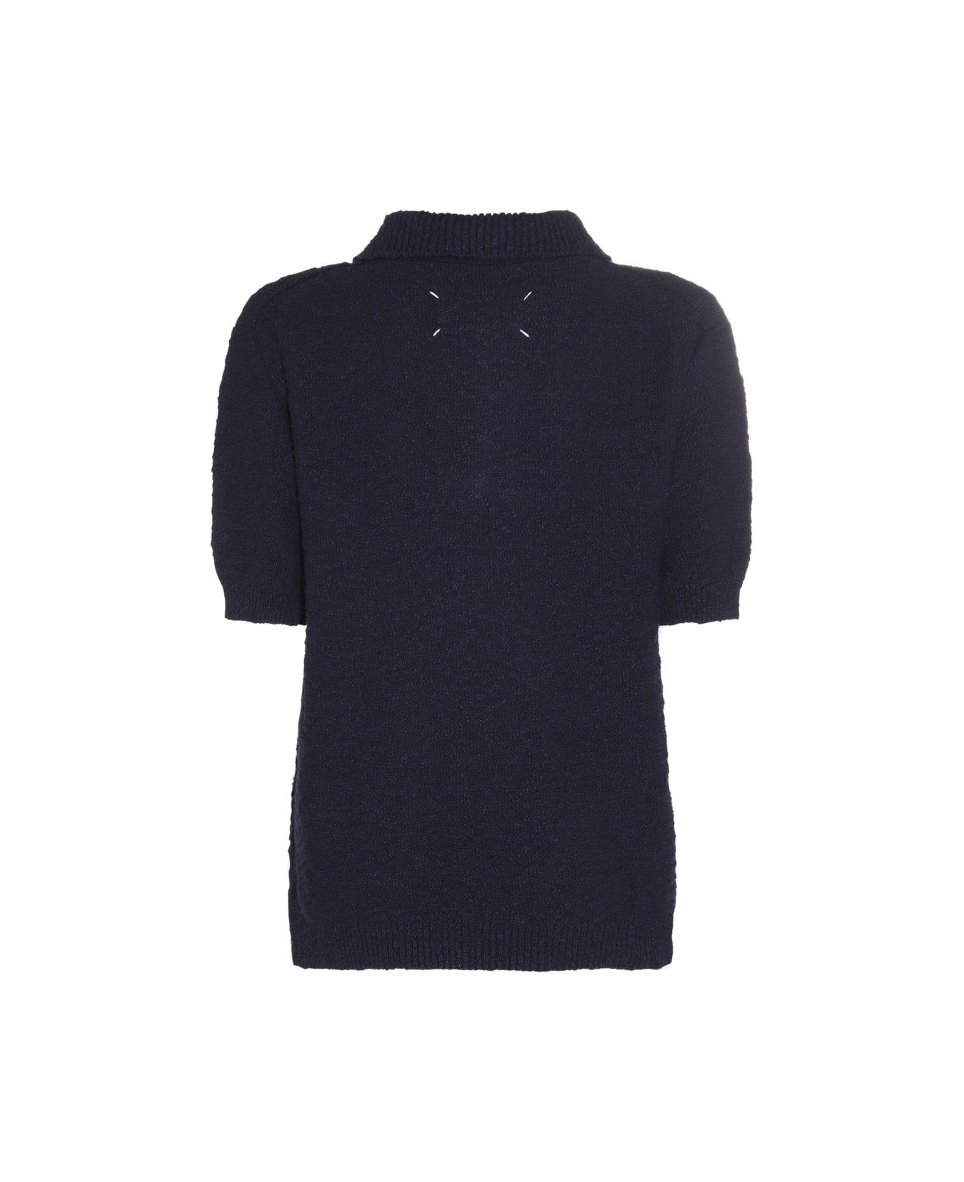 Maison Margiela Short-sleeved Knit Polo-shirt - Blu