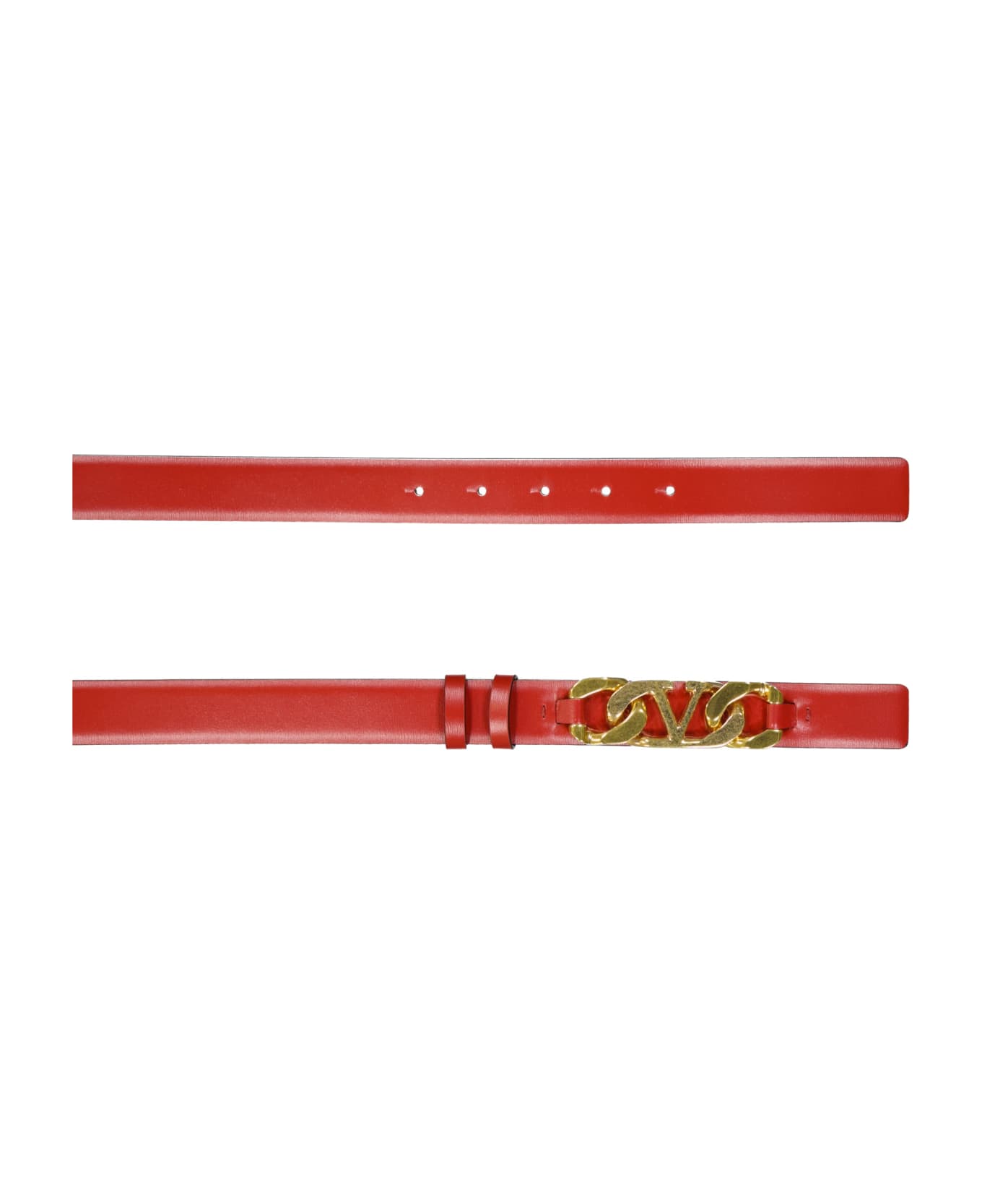 Valentino Garavani Garavani Vlogo Chain Leather Belt - Red