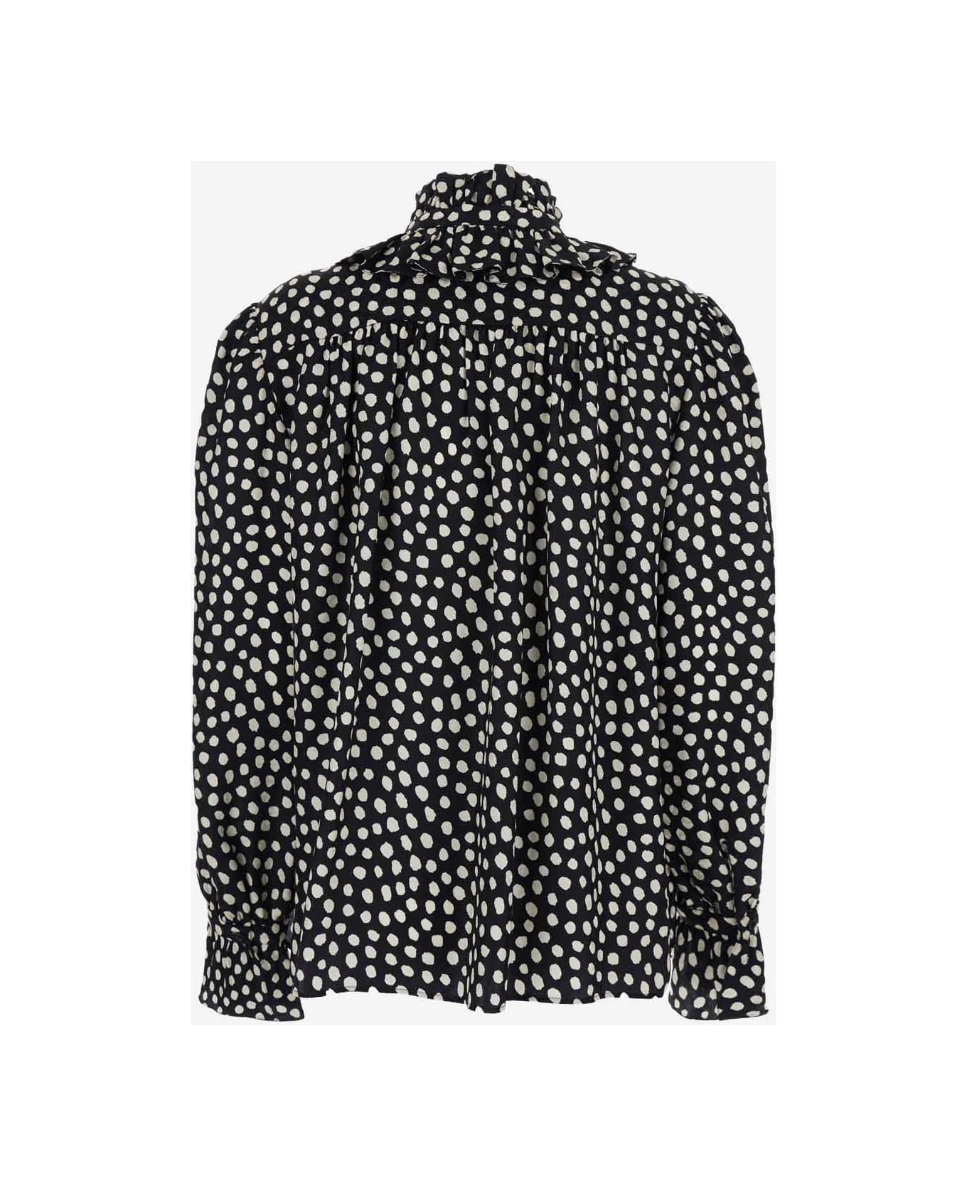 Chloé Silk Shirt With Polka Dot Pattern - Black