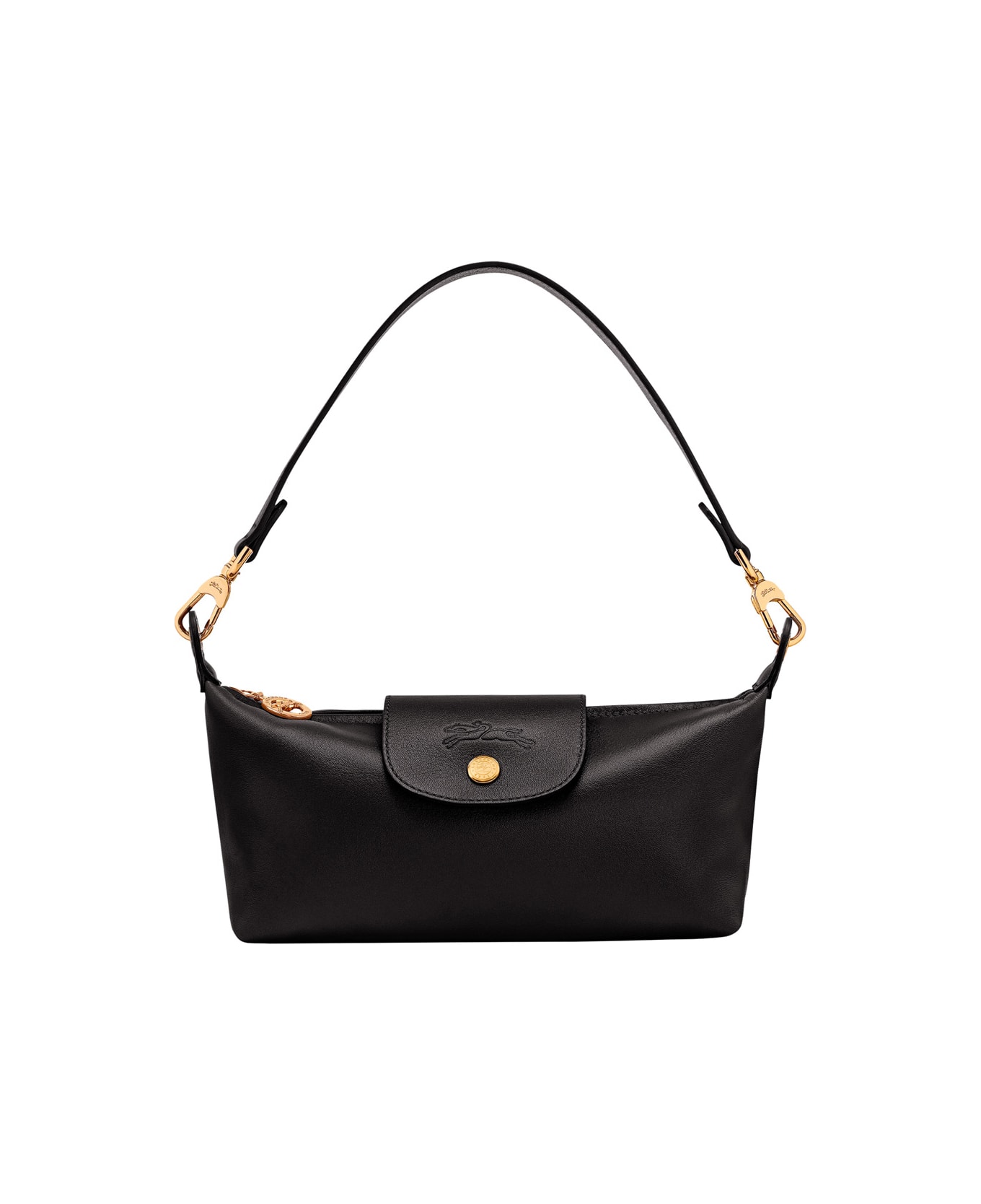 Longchamp 'le Pilage Xtra' Black Crossbody Bag With Removable Shoulder Strap And Embossed Logo On The Front In Leather Woman - Black