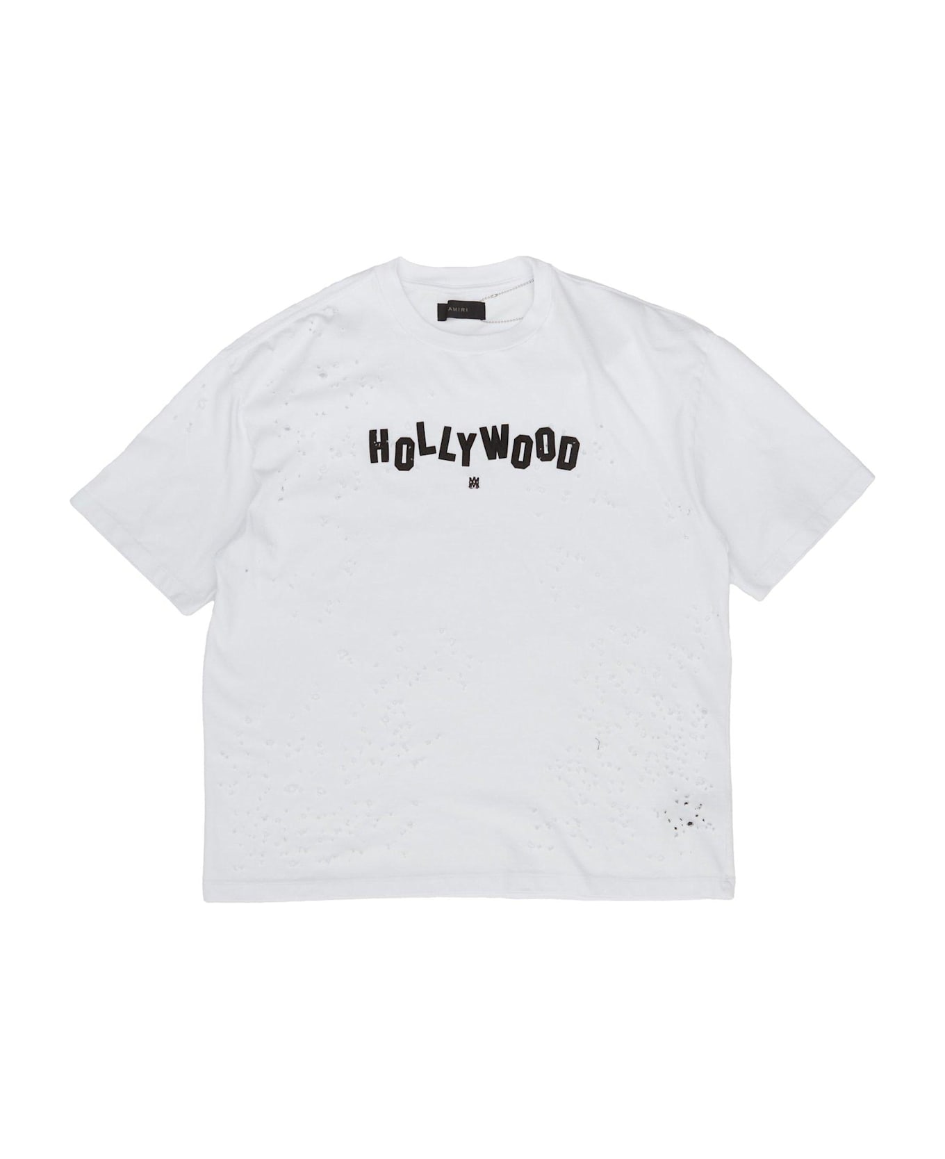 AMIRI Hollywood Shotgun Oversized Distressed T-shirt - WHITE