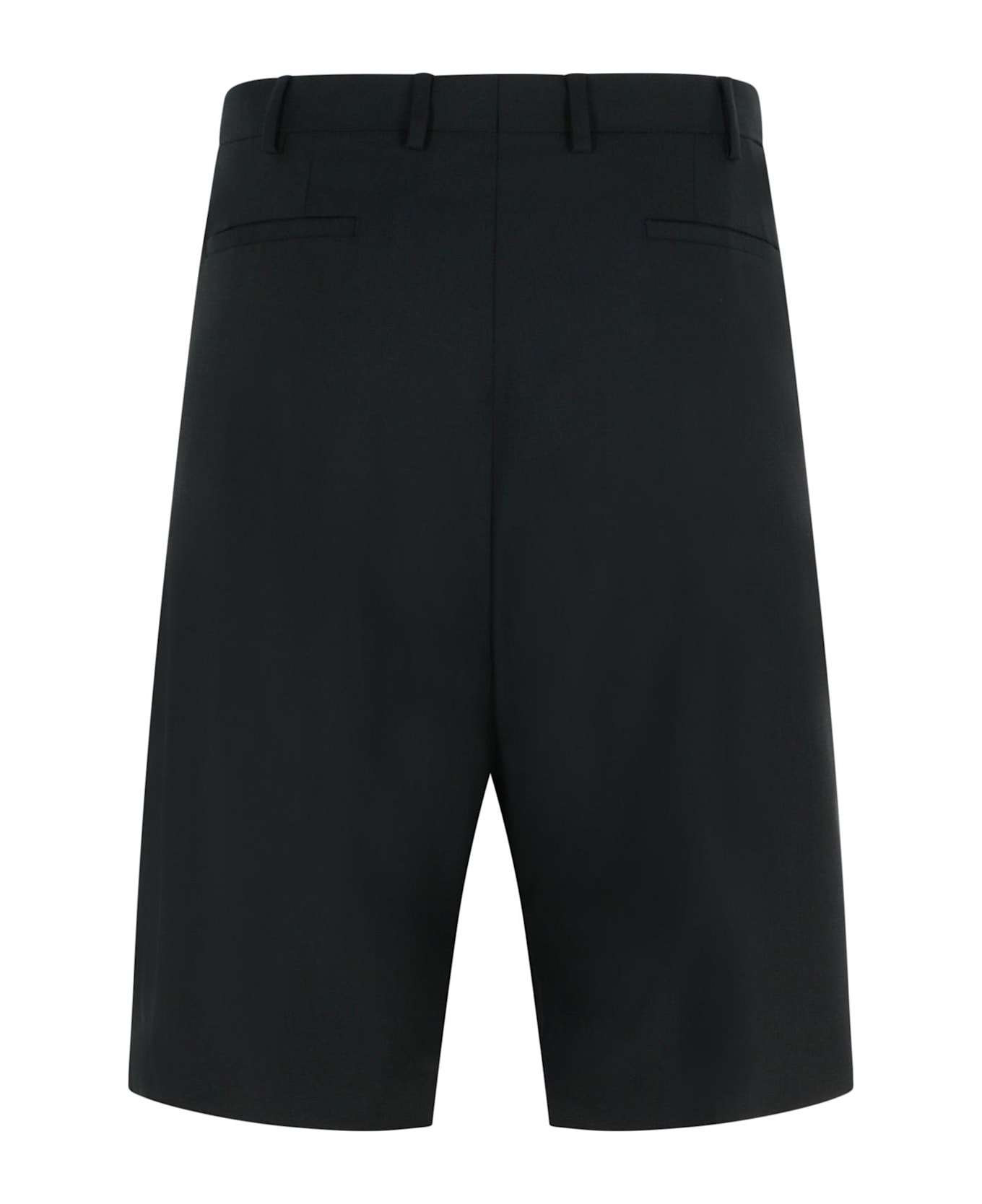 Laneus Black Virgin Wool Bermuda Shorts - Nero