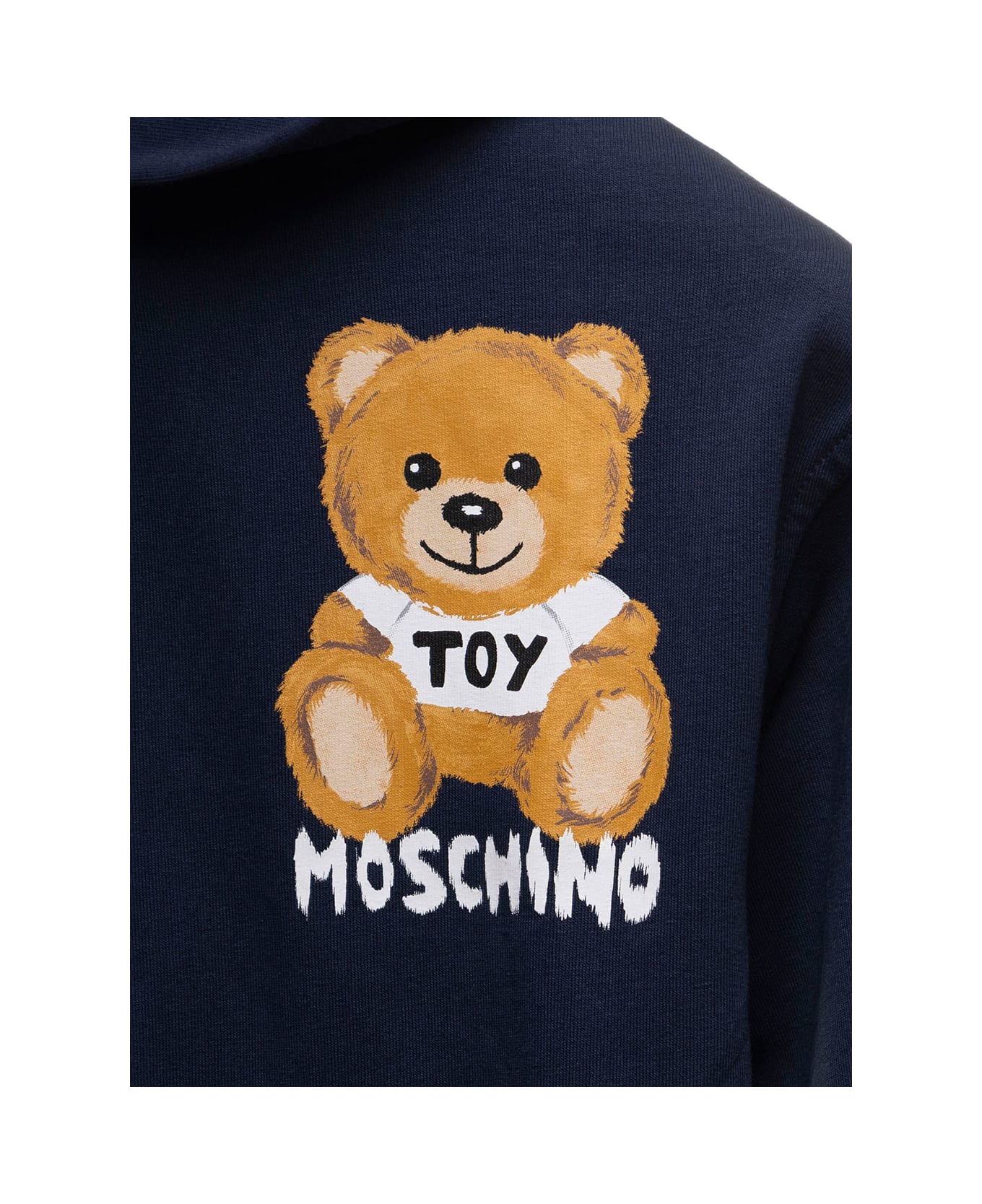 Moschino Blue Cotton Hoodie With Logo Print Moschino Kids Boy - Blu