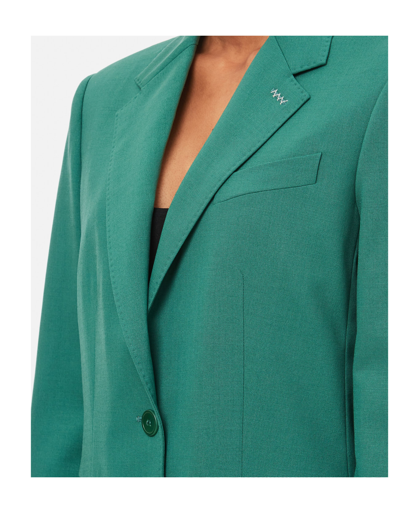 Max Mara Single Breasted Wool Jacket - Green