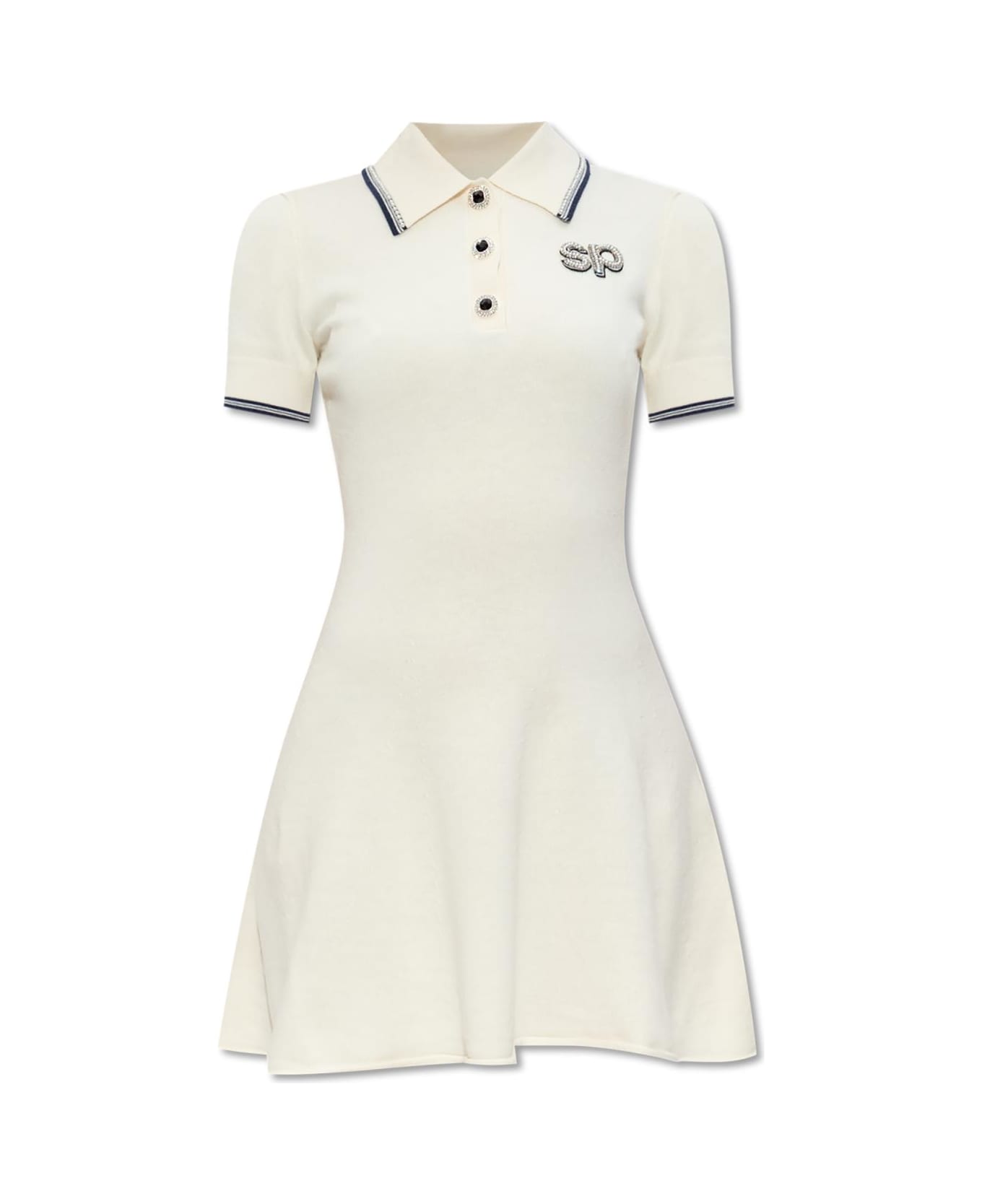 self-portrait Self Portrait Dress With Shimmering Appliqués - NEUTRALS