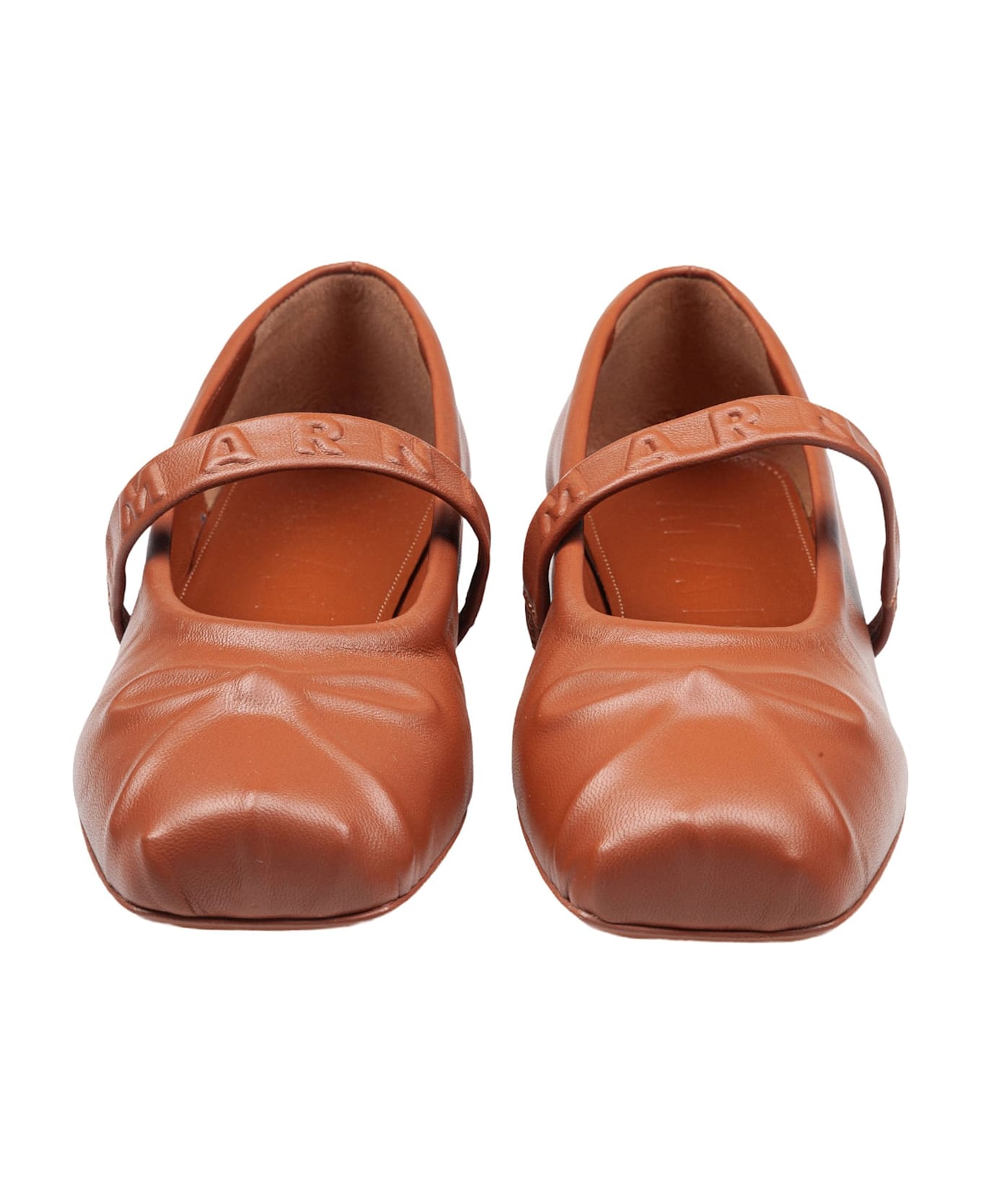Marni Mary Jane Shoes In Leather With Embossed Bow - Leather