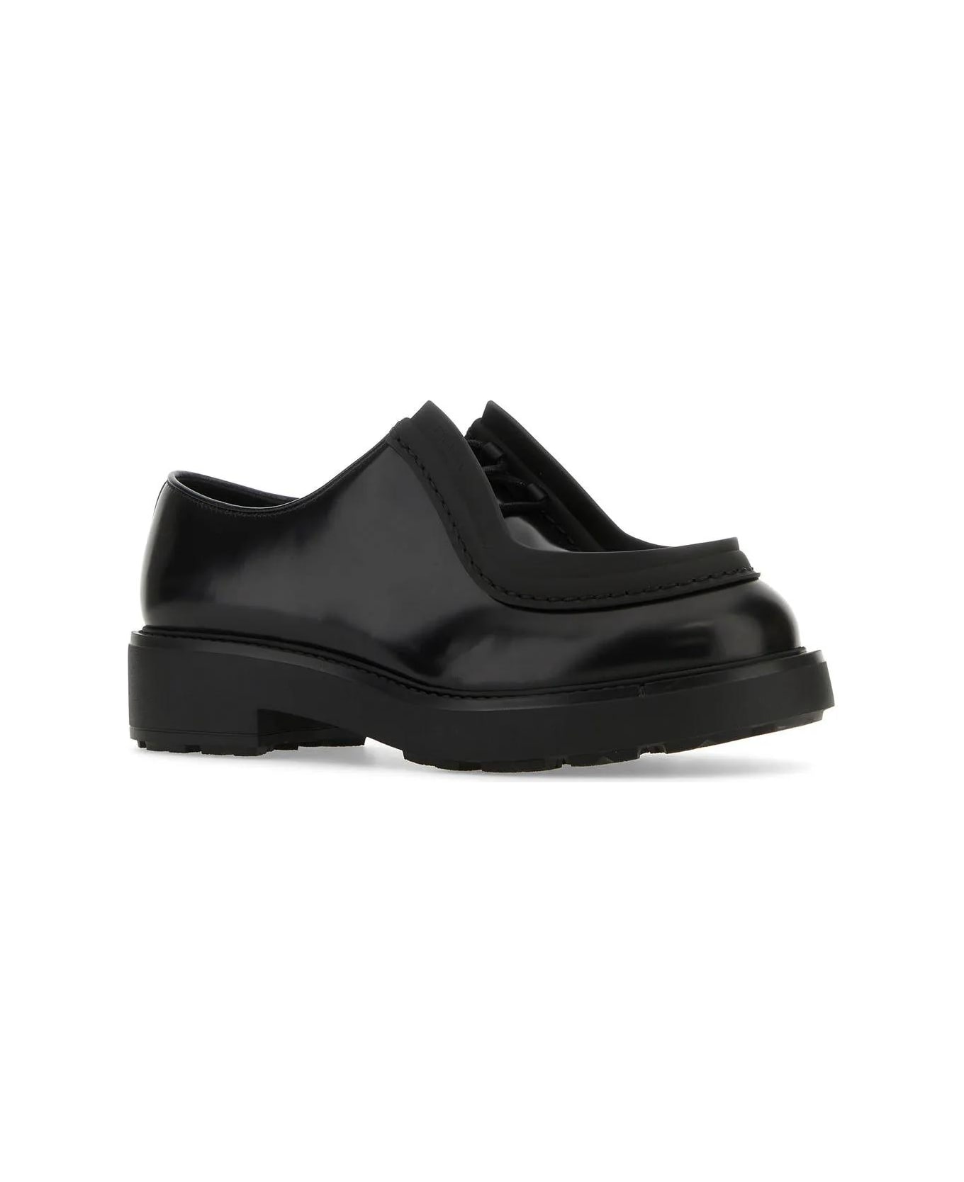 Prada Black Leather Diapason Lace-up Shoes - Nero