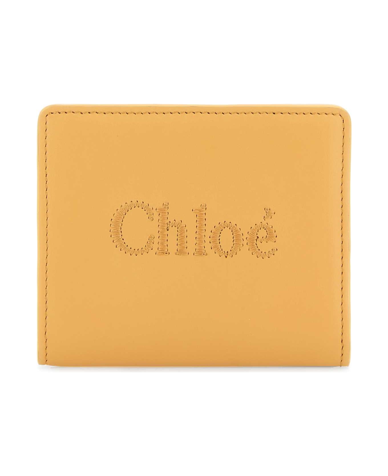 Chloé Peach Leather Wallet - HONEYGOLD