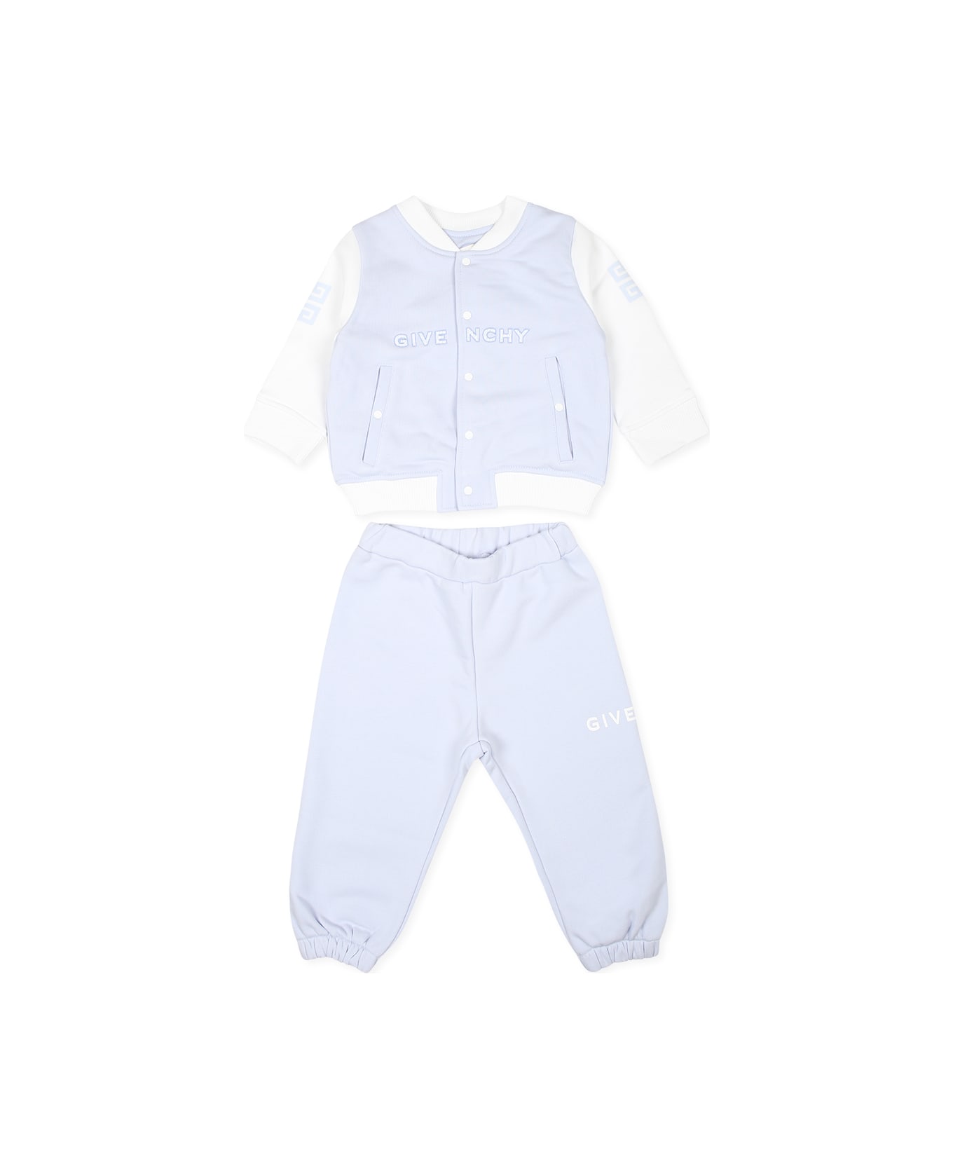 Givenchy Light Blue Birth Suit For Baby Boy With Logo - Azzurro