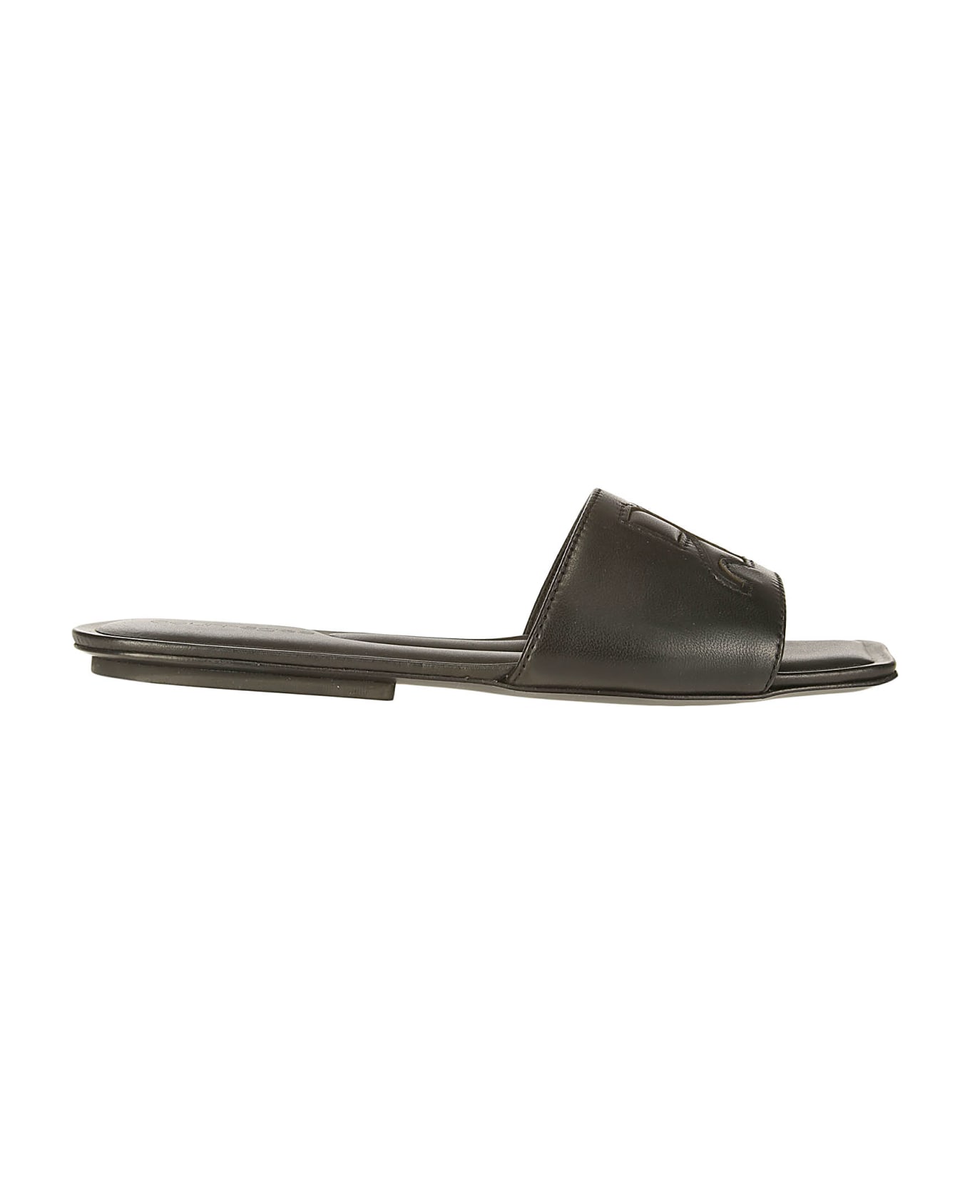 Courrèges Ac Leather Slides - BLACK サンダル