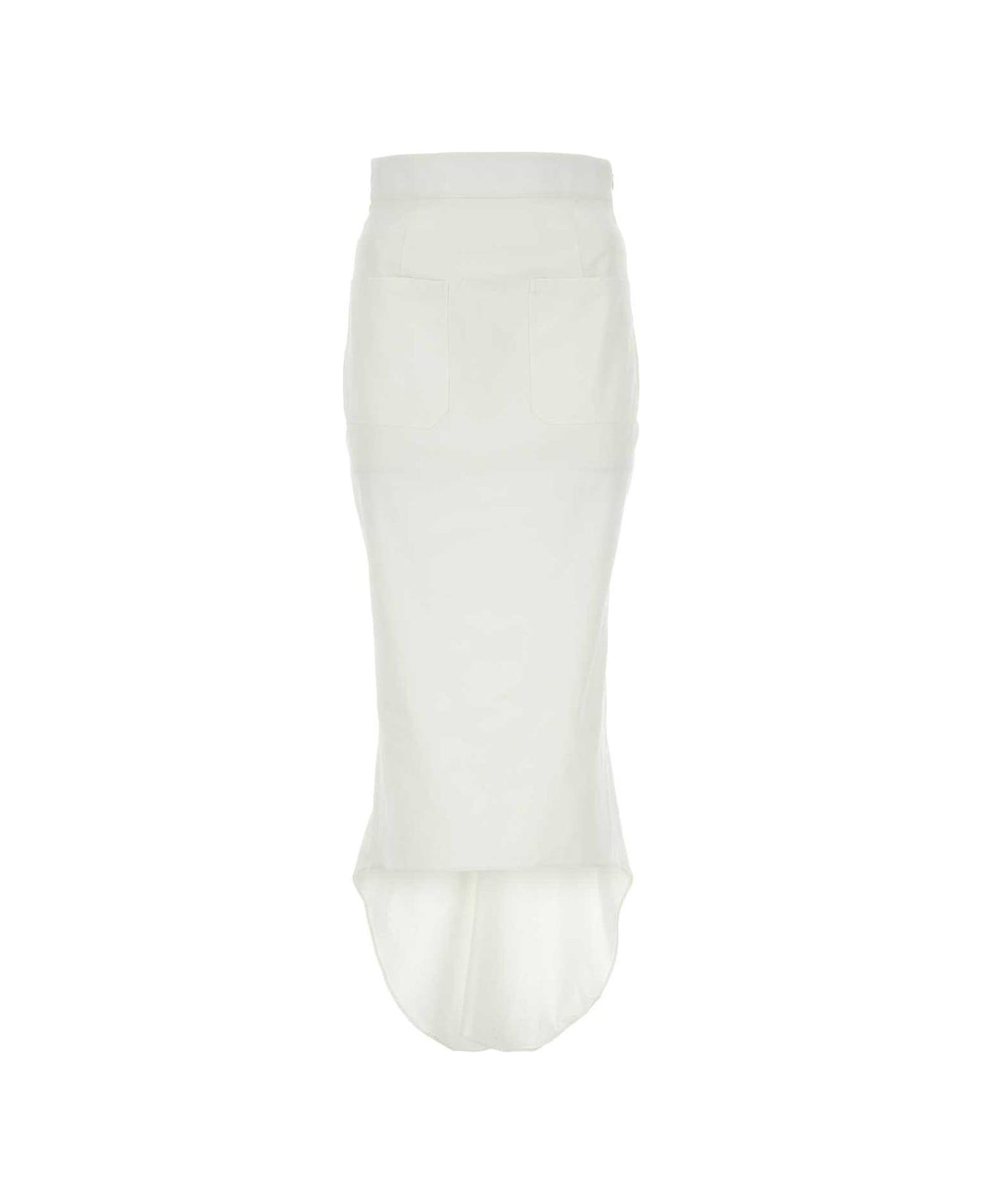 Prada High-low Hem Cut Midi Skirt - Bianco