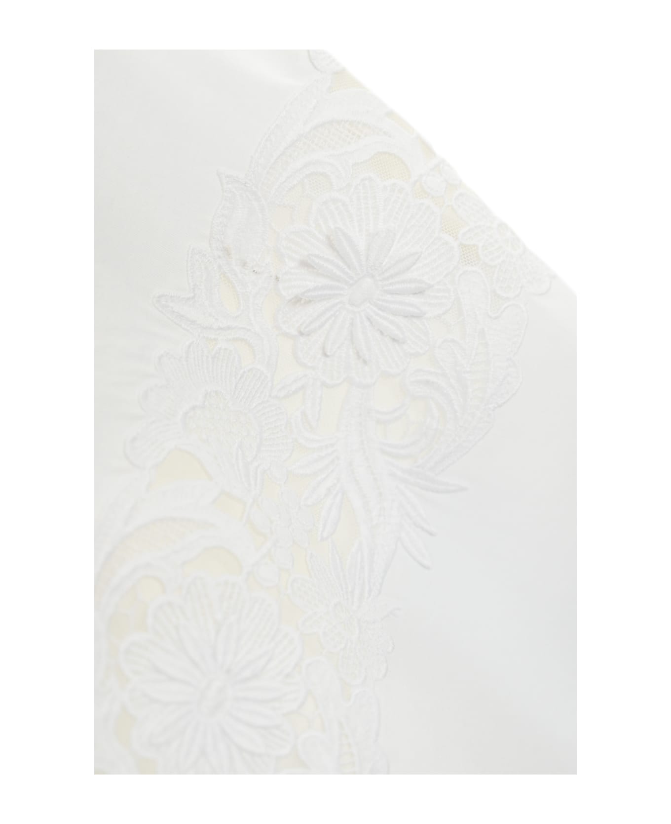TwinSet Cotton T-shirt With Lace Application - BIANCO OTTICO