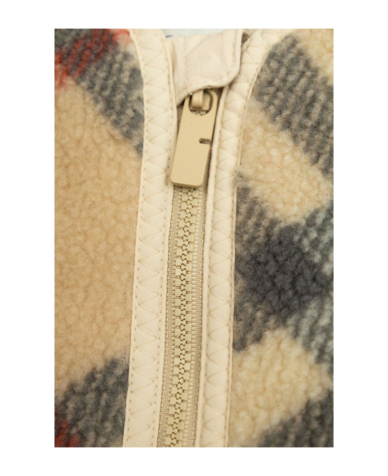 Burberry Checked Zipped Fleece Jacket - MULTICOLOUR