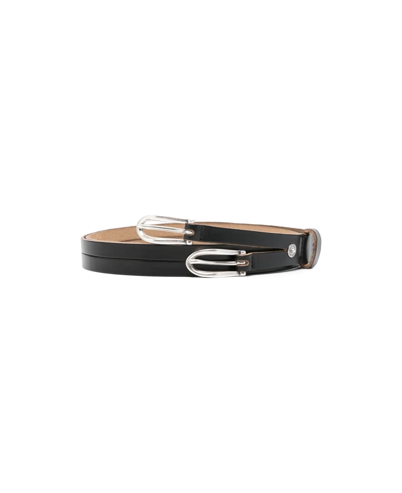 Our Legacy Twin Tongue Leather Belt - Black Chromexcel