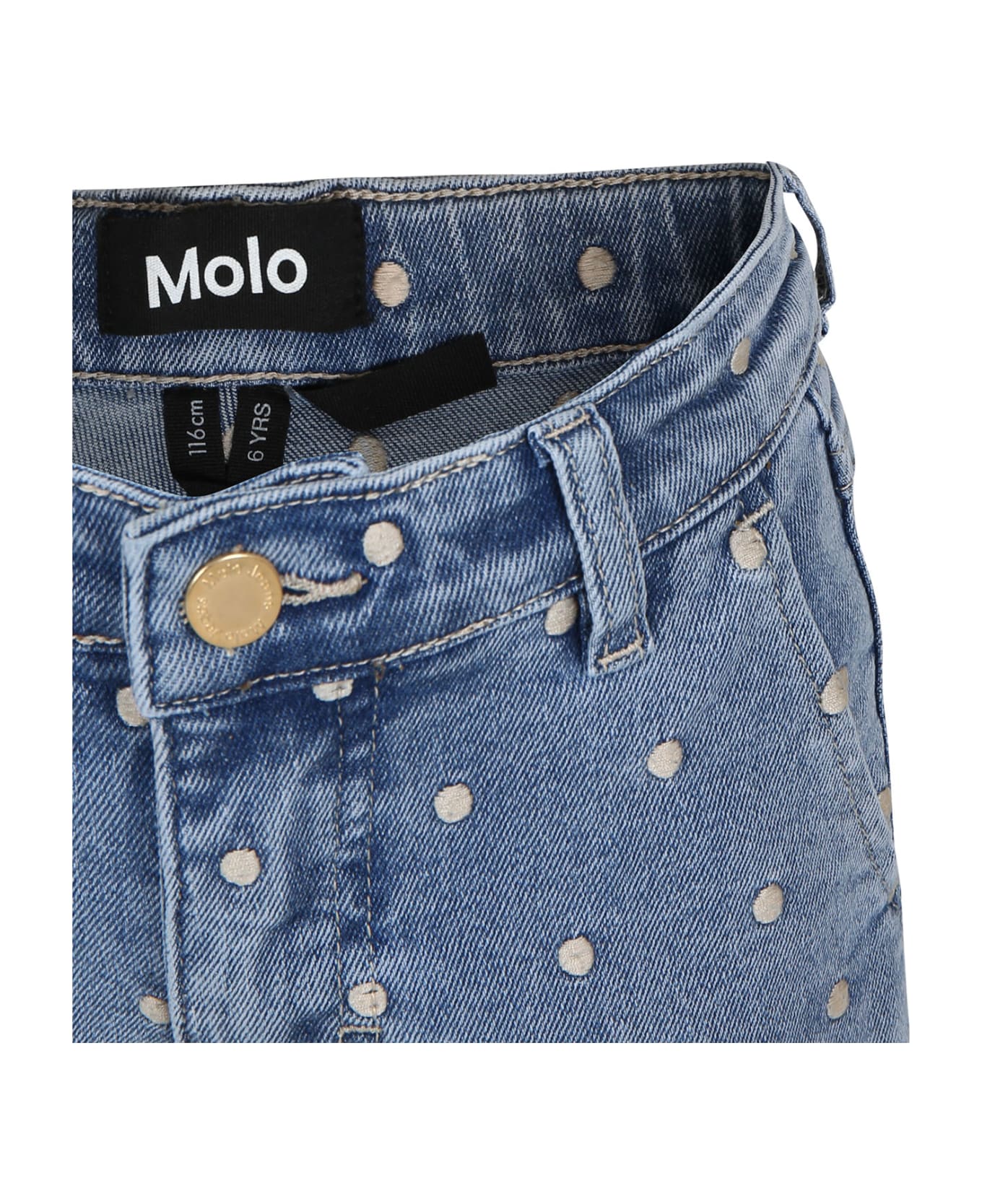 Molo Blue Shorts For Girl With Polka Dots - Denim