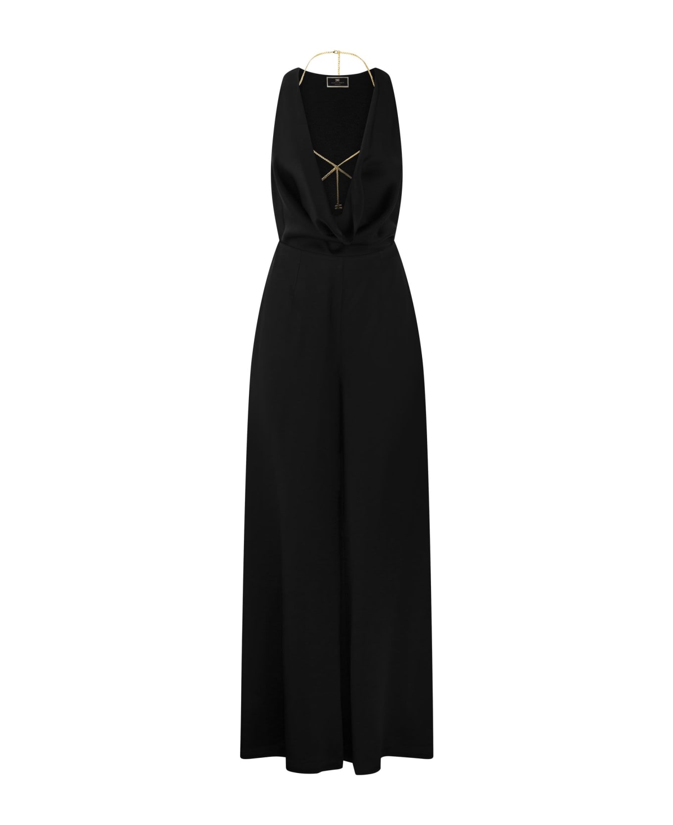 Elisabetta Franchi Fluid Crepe Jumpsuit With Bra Accessory - Black