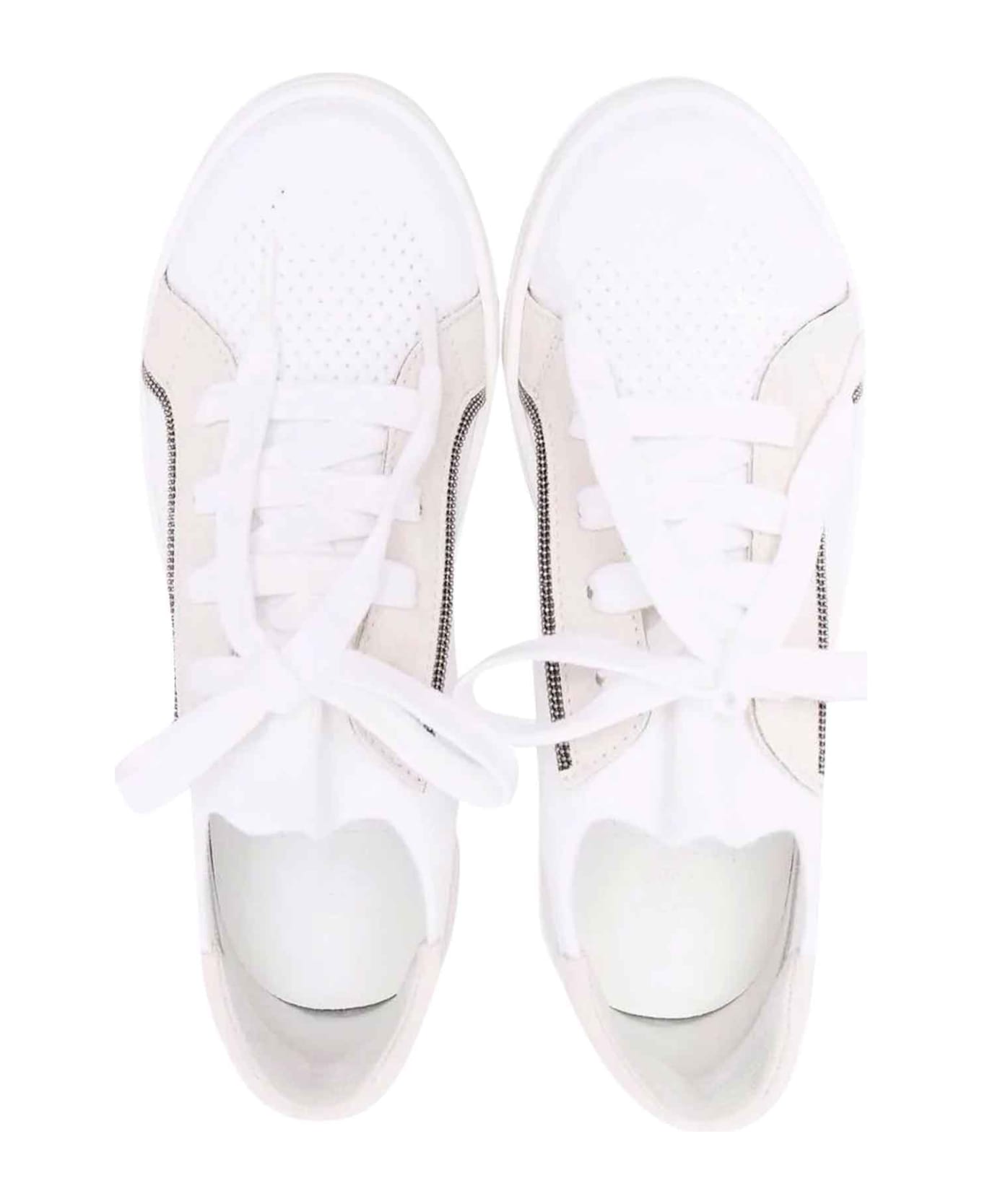 Brunello Cucinelli Boy White Sneakers - Bianco