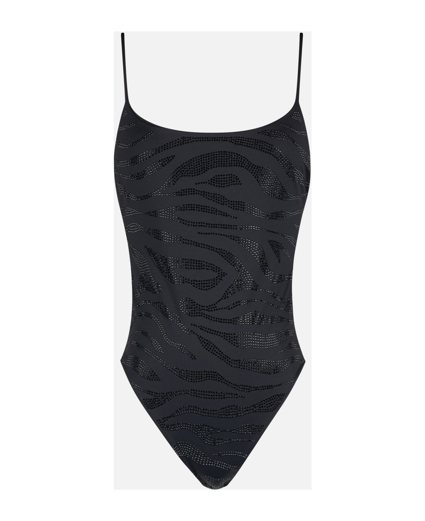 MC2 Saint Barth Woman Rhinestones One-piece Swimsuit Cecille - BLACK