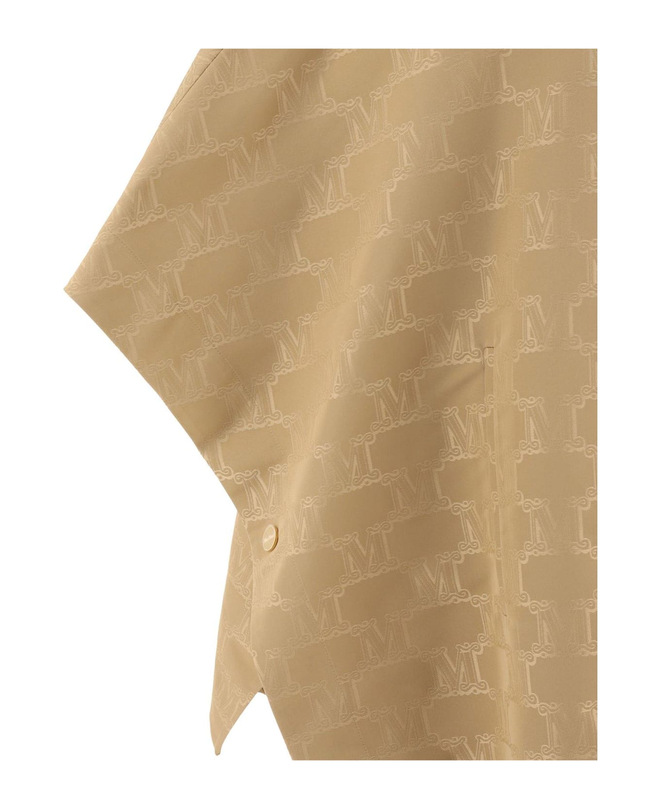 Max Mara Logo Jacquard High Neck Cape - Beige