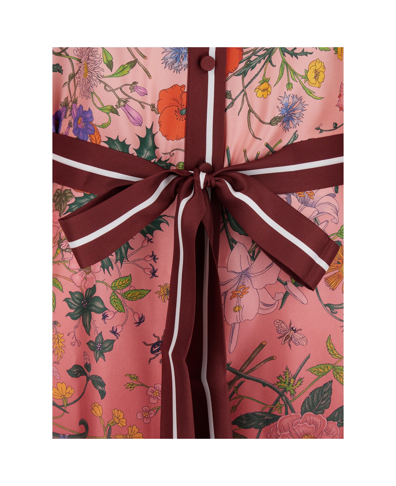 Gucci Bordeaux Gradient Dress With Removable Belt And All-over Flora Print In Silk Woman - Bordeaux