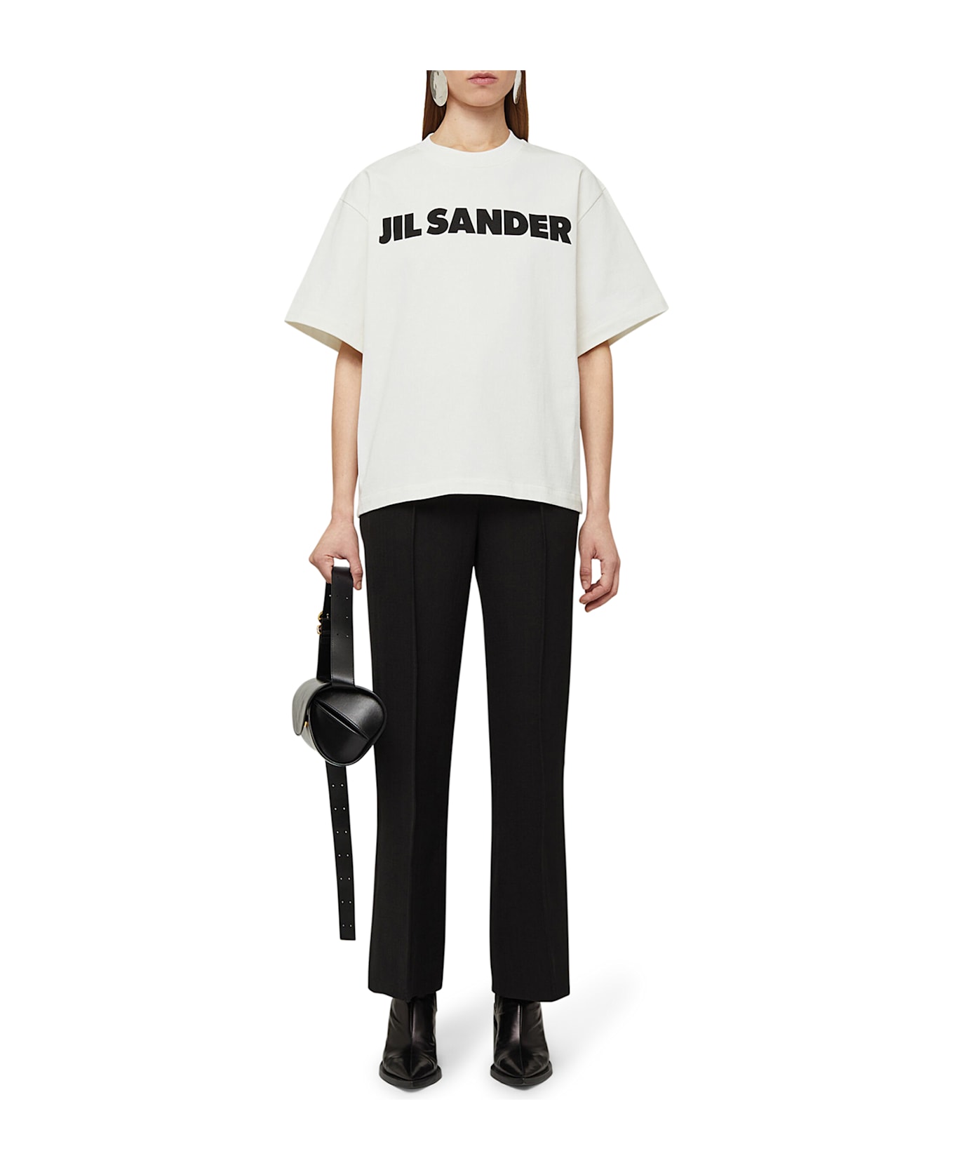 Jil Sander Cotton T-shirt With Contrasting Logo - White