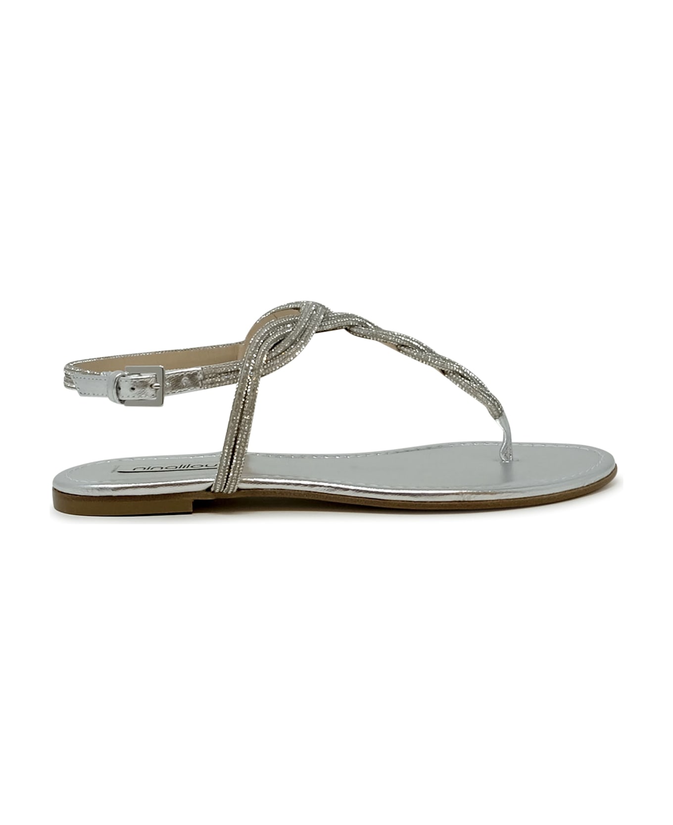 Ninalilou Nappa Flat Sandal - SILVER