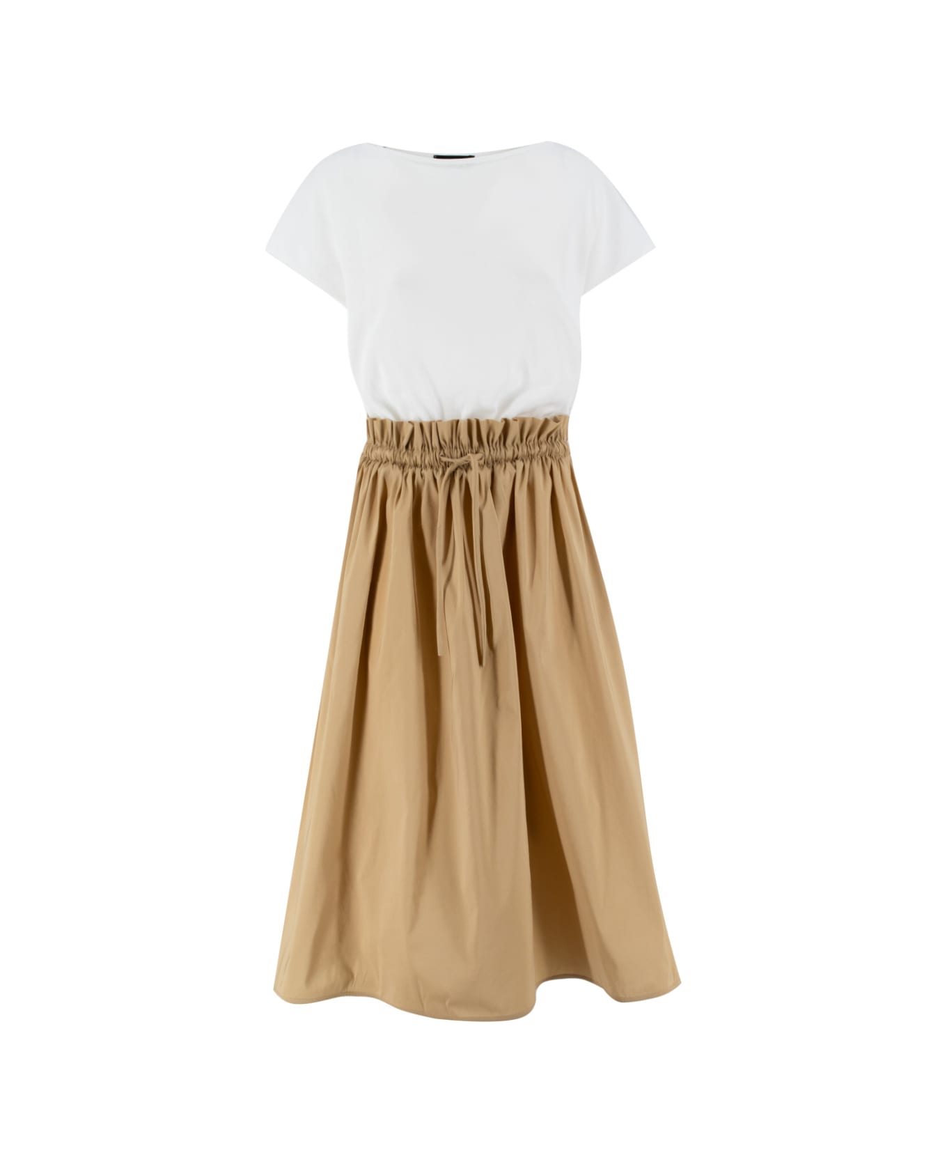 Fabiana Filippi Ruffled Detail Dress - BIANCO OTTICO/SABBIA