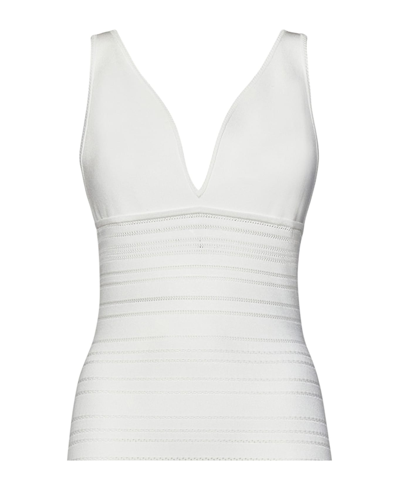 Victoria Beckham Frame Detail Dress Midi Dress - White ワンピース＆ドレス
