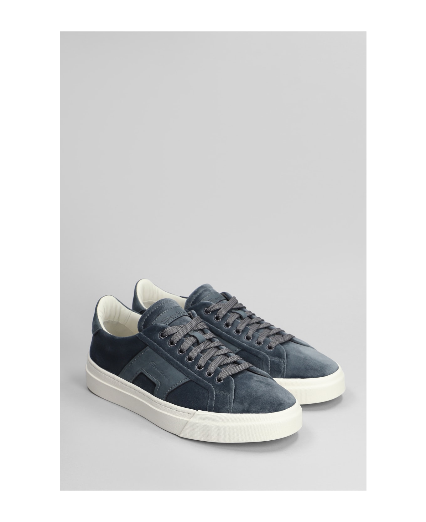 Santoni Dbs Sneakers In Blue Suede - blue